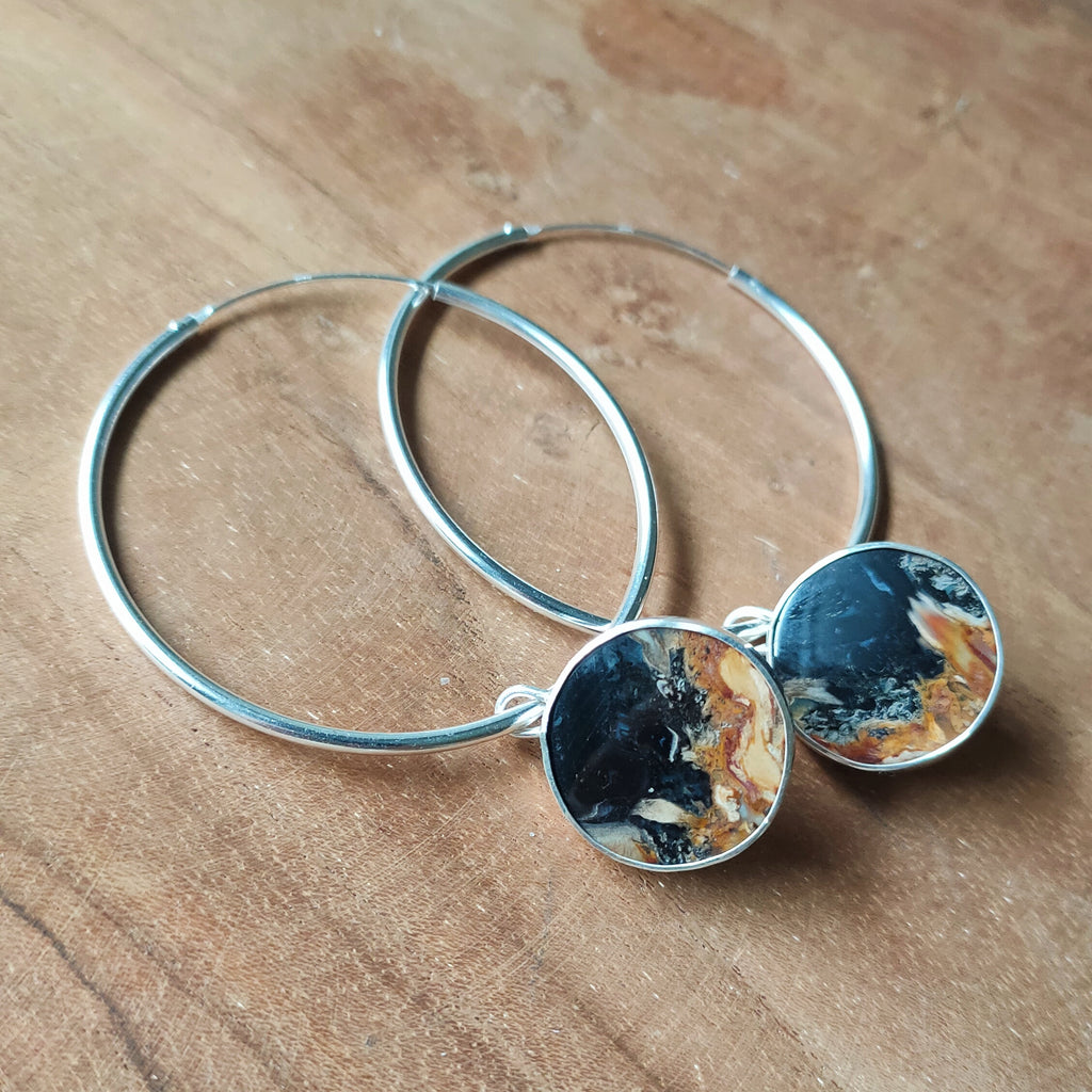 Hoops | Sterling zilver & palm root agate | BY AIS image 3