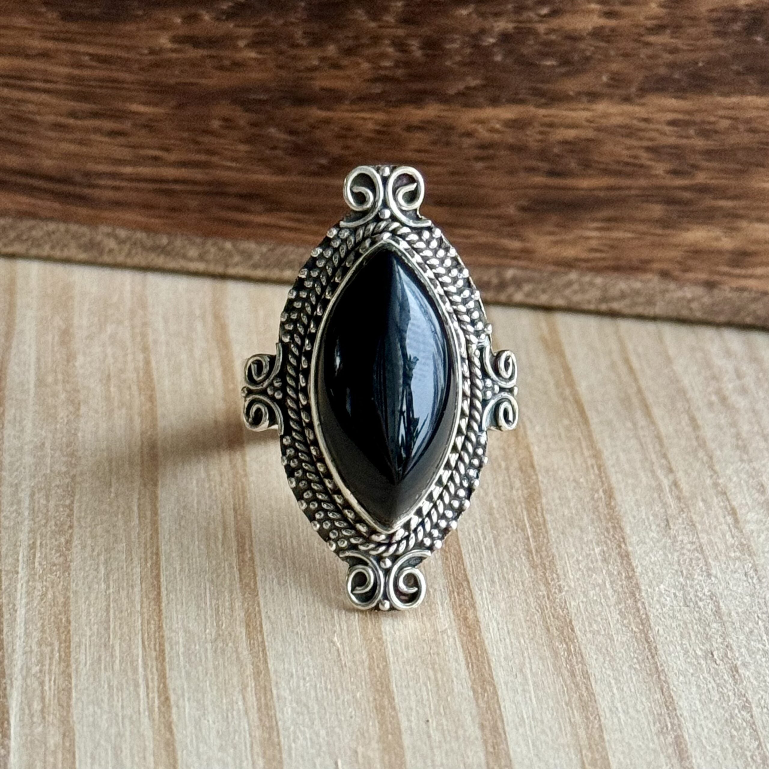 Ring | Sterling zilver & onyx | maat 18,5 image 0