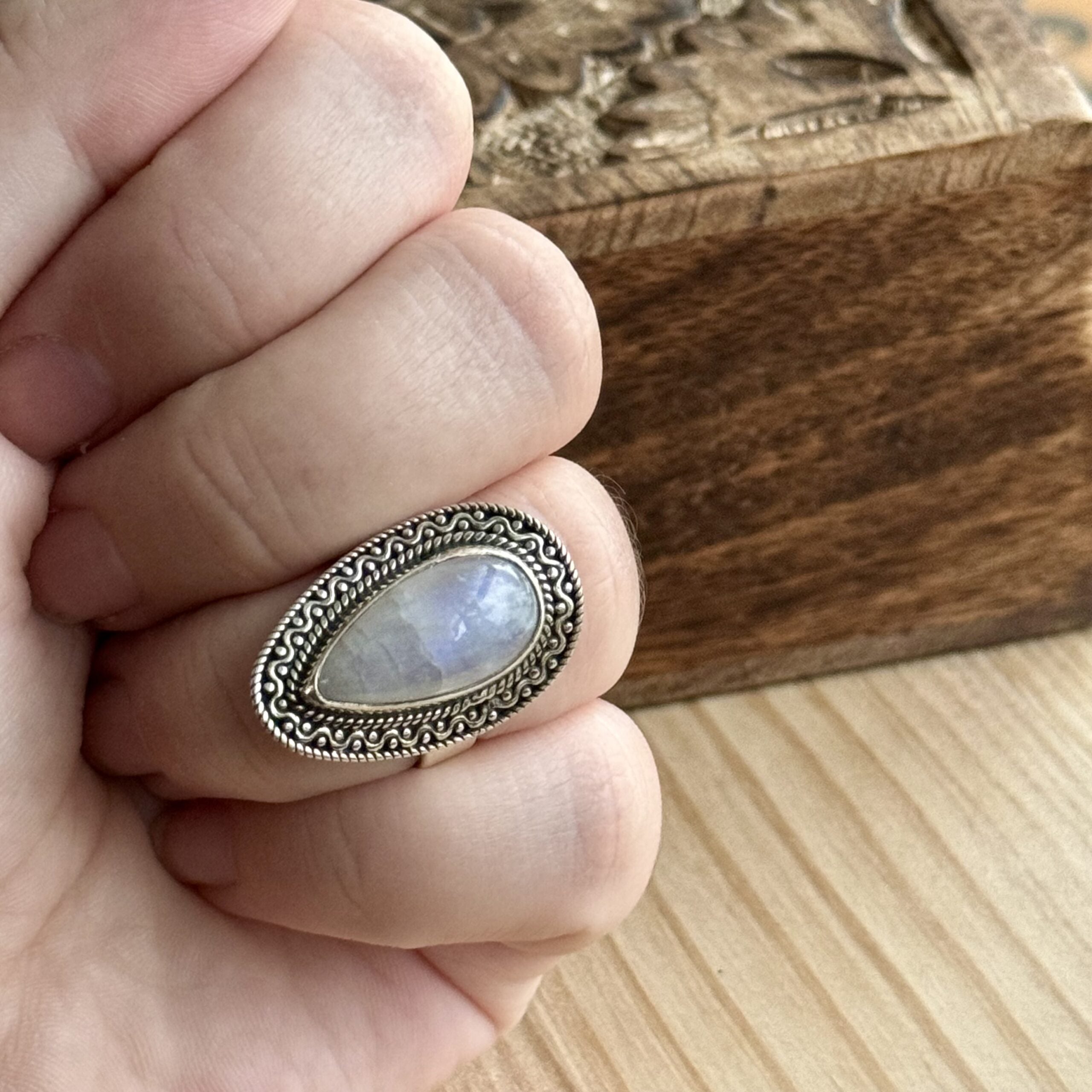 Ring | Sterling zilver & maansteen | maat 18,25 image 4