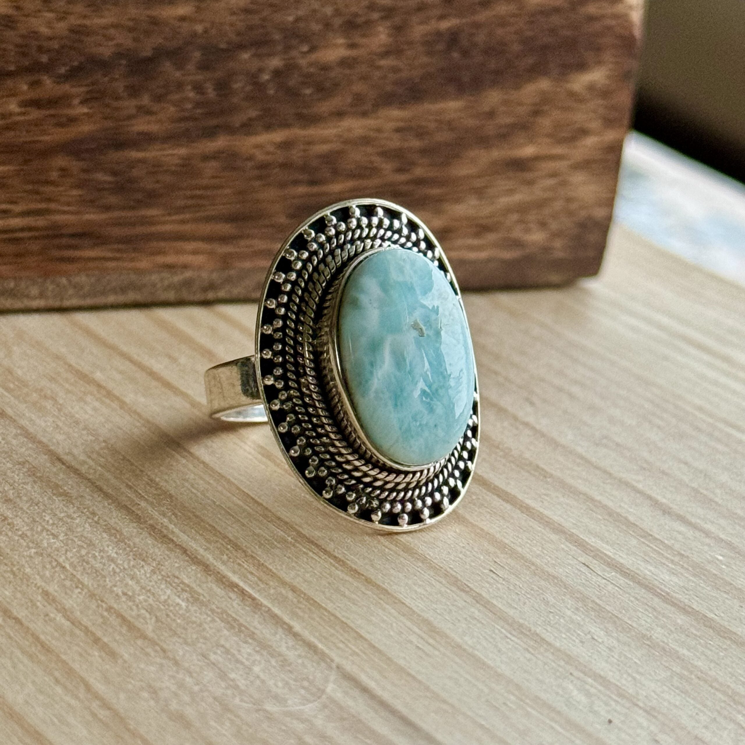 Ring | Sterling zilver & larimar | maat 19,75 image 2