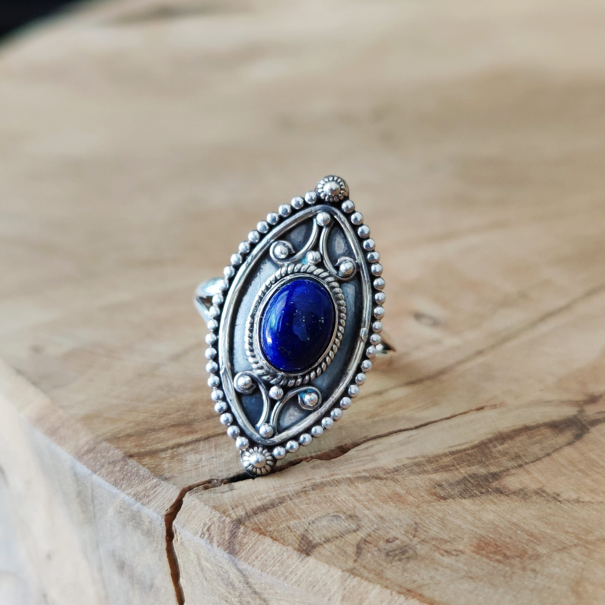 Ring | Sterling zilver & lapis lazuli | maat 18 image 4
