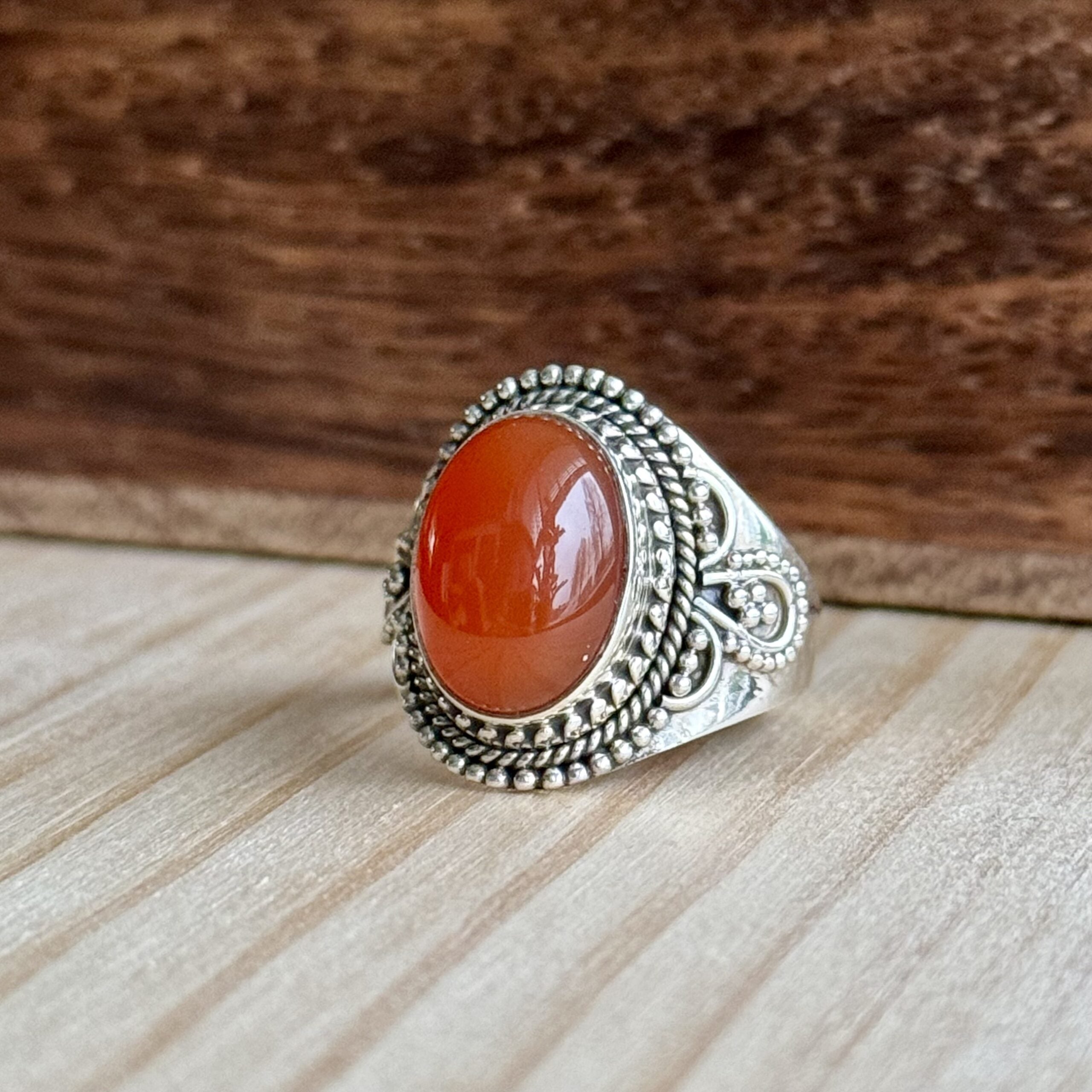 Ring | Sterling zilver & carneool | maat 19 image 0