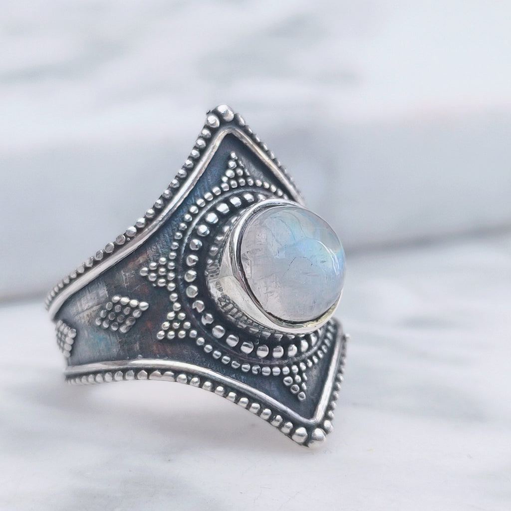 Ring Gajner | Sterling zilver & maansteen | maat 17,5 image 2