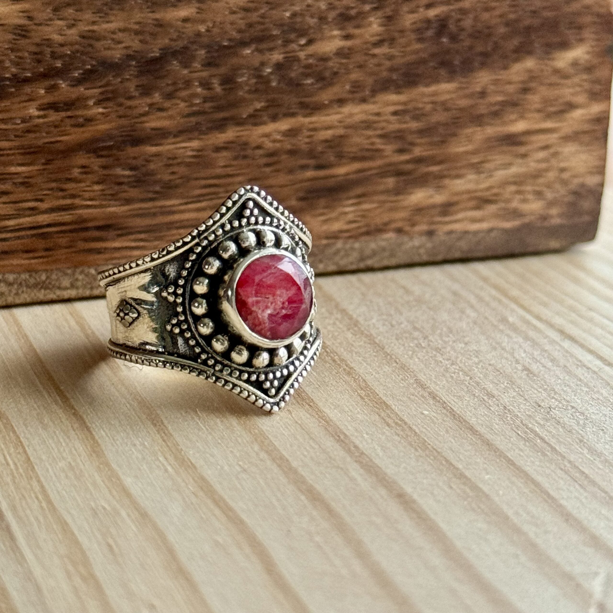 Ring | Sterling zilver & robijn | maat 19 image 1