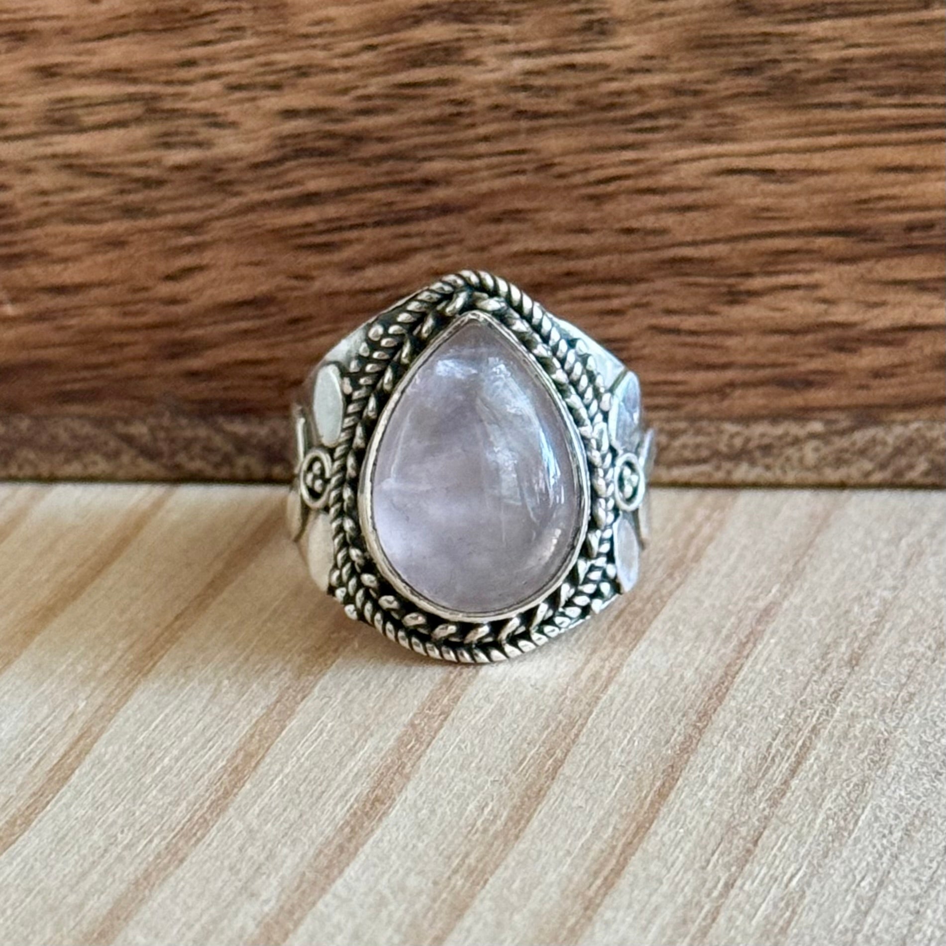 Ring | Sterling zilver & rozenkwarts | maat 16,75 image 1