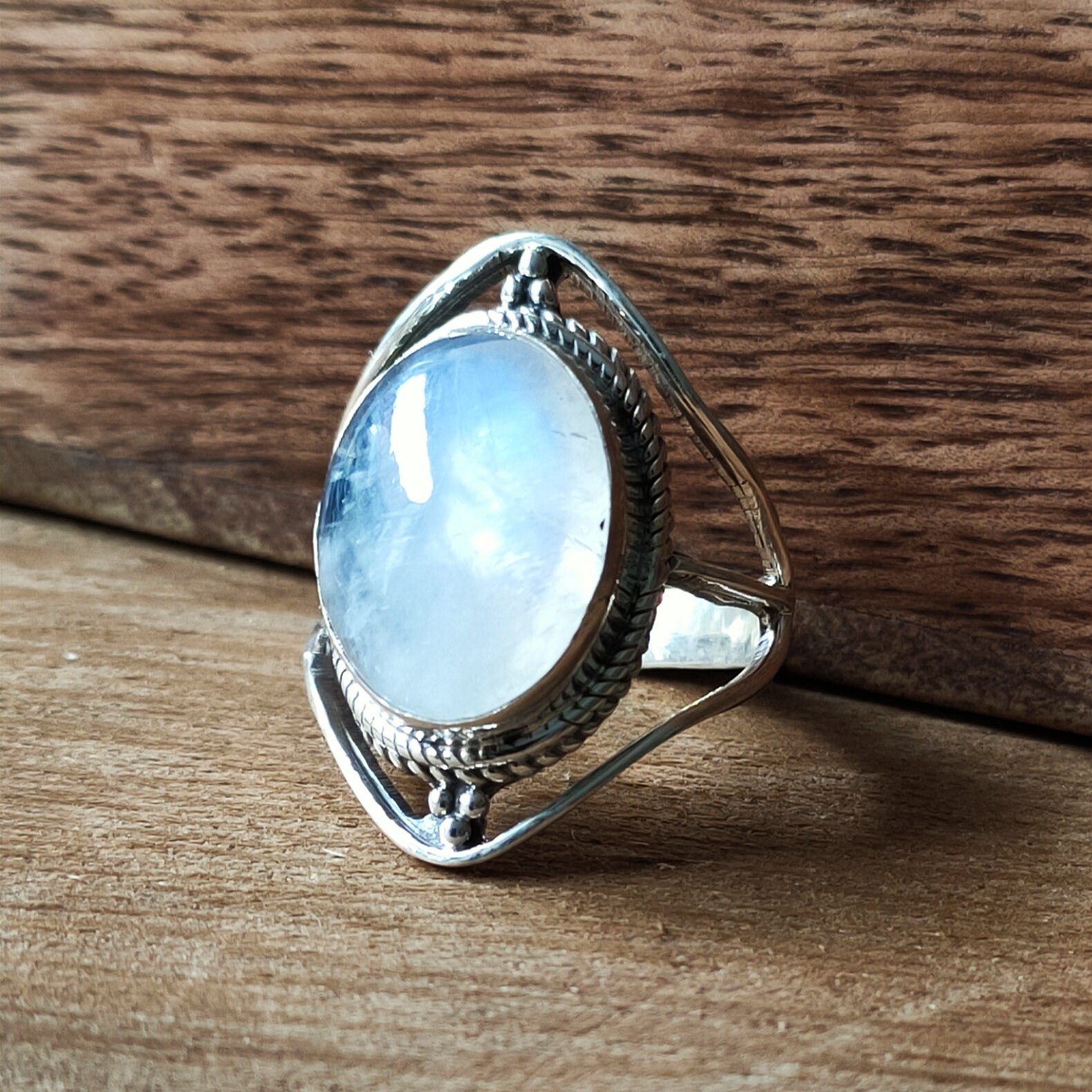 Ring Sundar | Sterling zilver & maansteen | maat 17,5 image 1