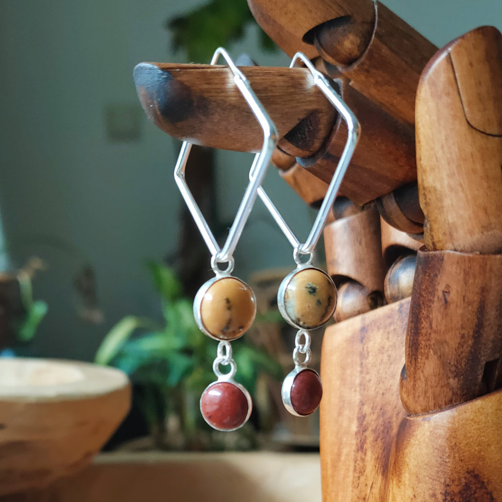 Hoops | Sterling zilver & dendriet opaal & rode jasper | BY AIS image 0