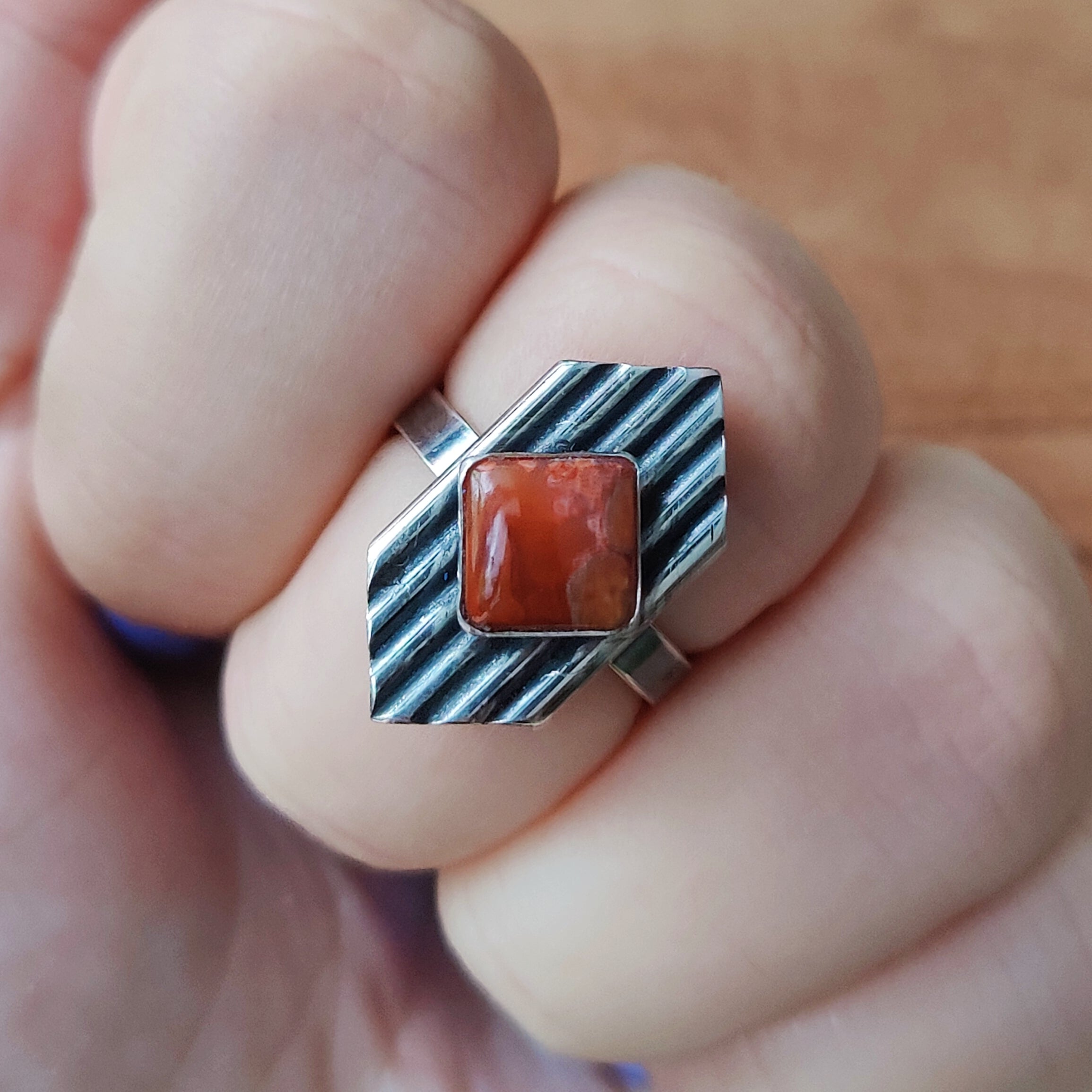 Ring | Sterling zilver & carneool | maat 17,75 | BY AIS image 2