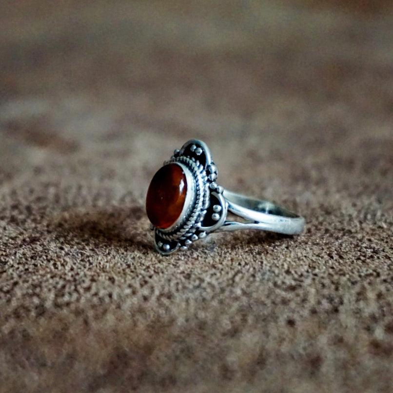 Ring | Sterling zilver &amp; barnsteen | maat 16,75 image 2