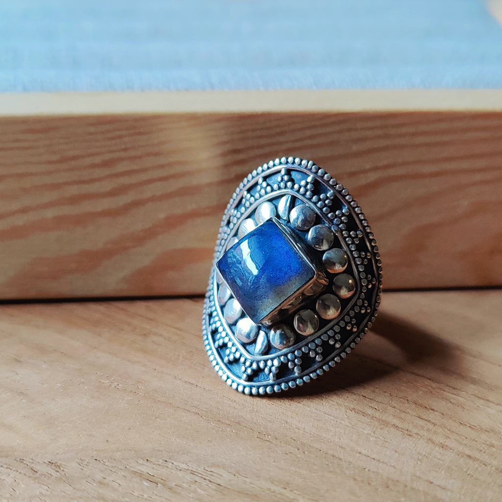 Ring | Sterling zilver & labradoriet | maat 16,75 image 0