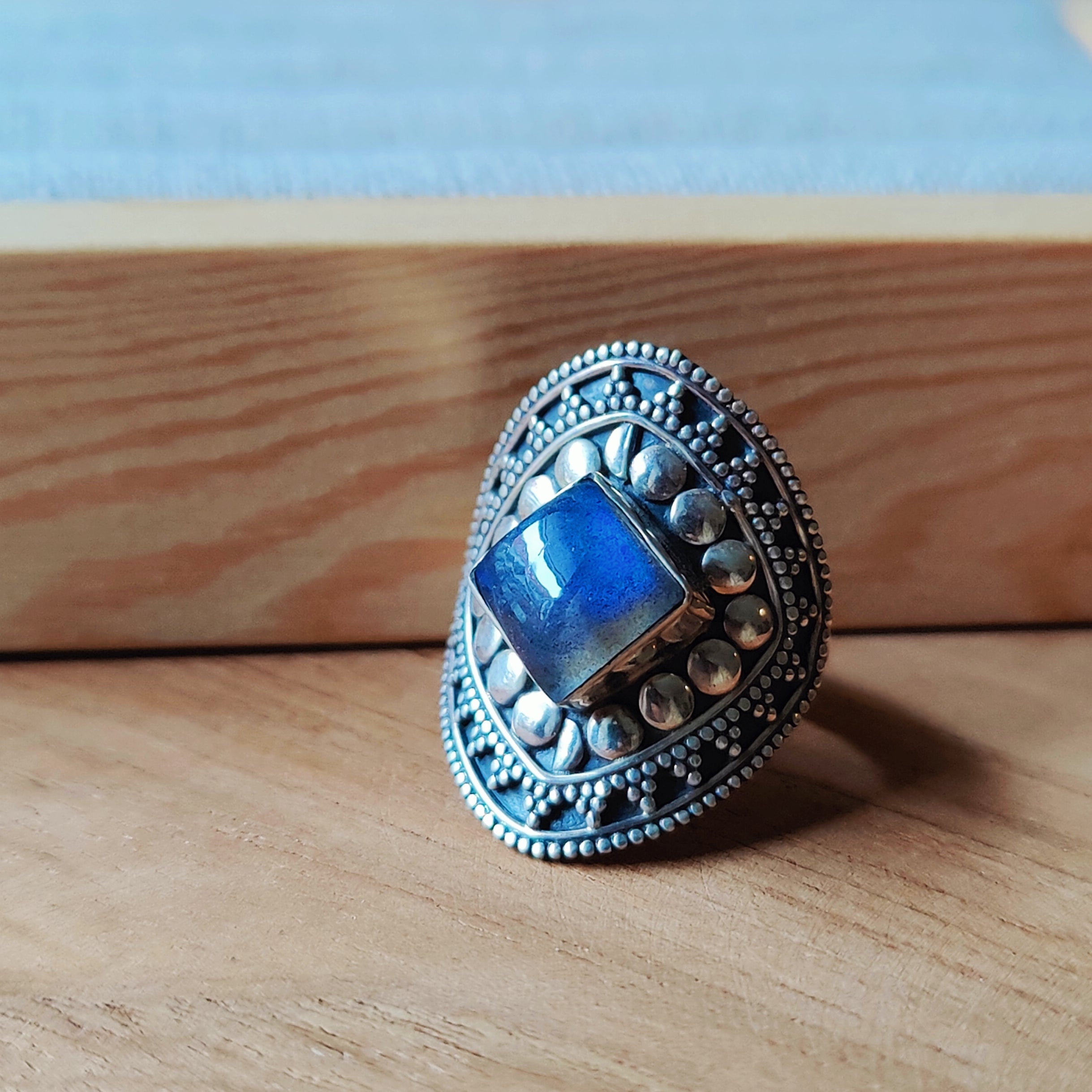 Ring | Sterling zilver & labradoriet | maat 16,75 image 0