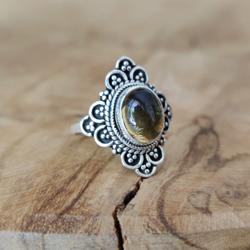 Ring | Sterling zilver & citrien | maat 16,5 image 0