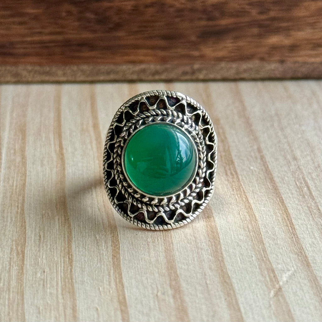 Ring | Sterling zilver & groene chalcedoon | maat 17 image 0