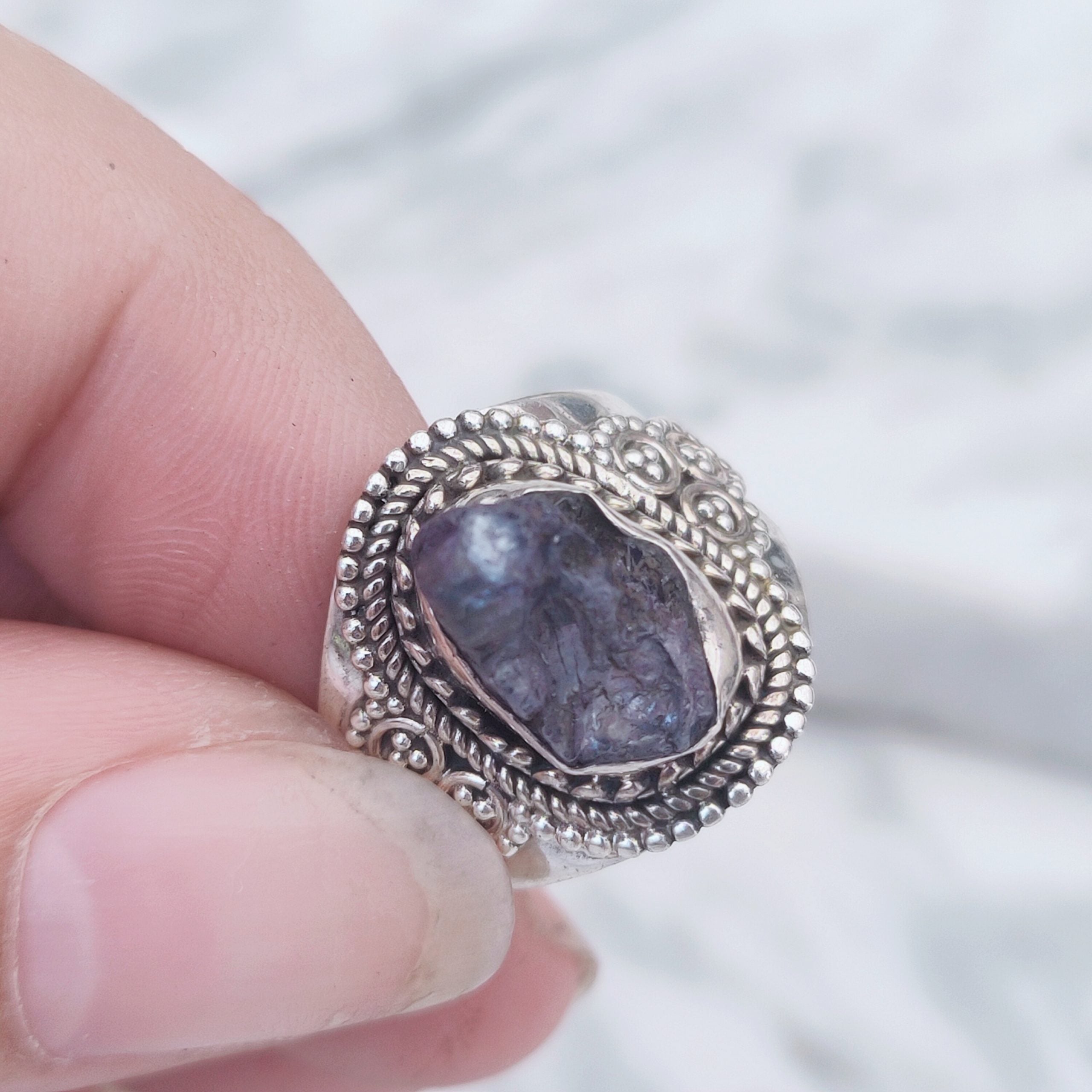 Ring | Sterling zilver & tanzaniet | maat 17,5 image 1