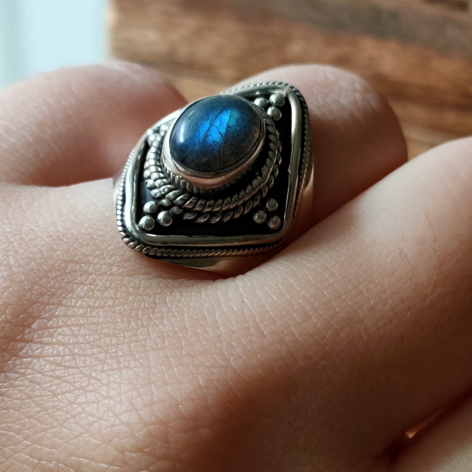 Ring Agni | Sterling zilver & labradoriet image 1