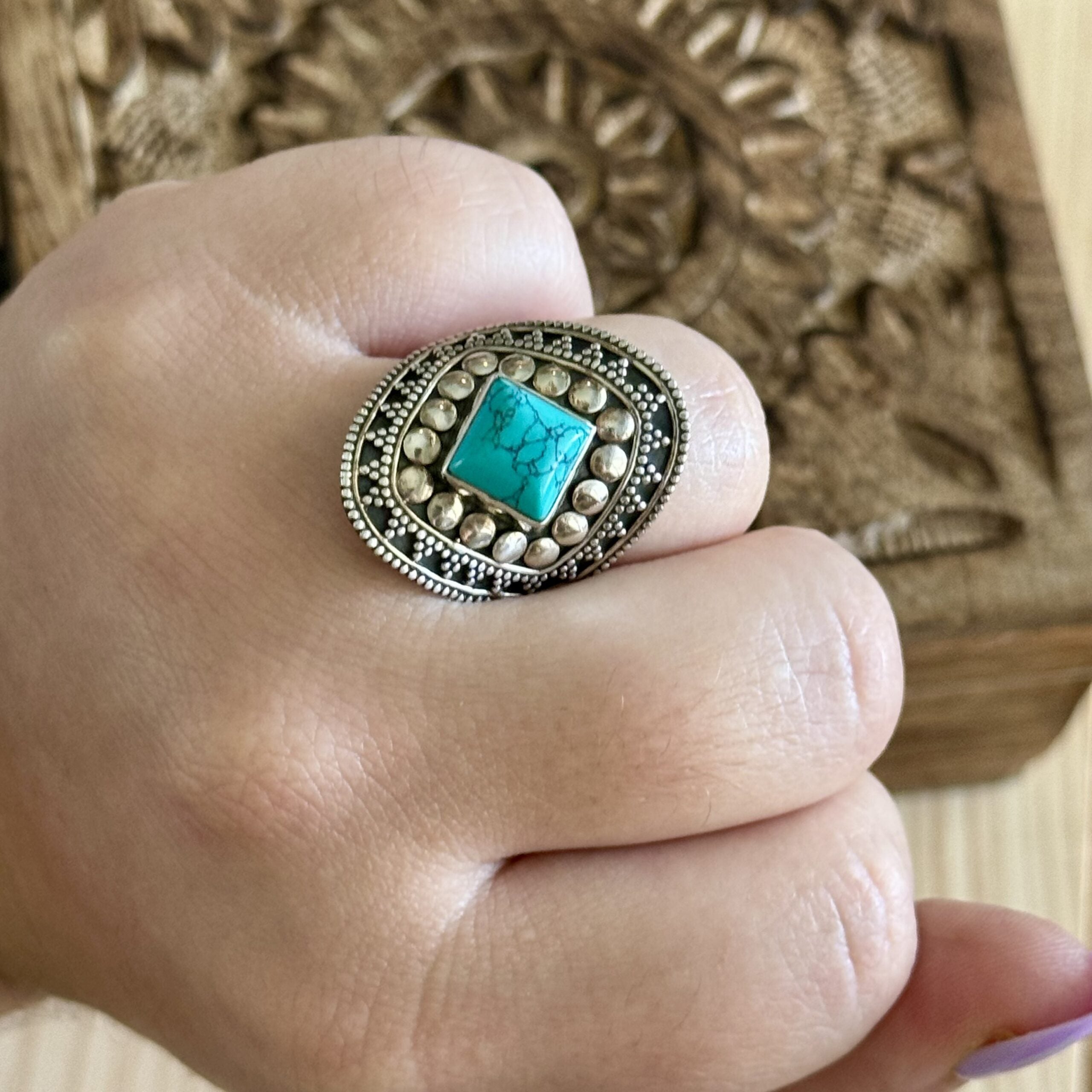 Ring | Sterling zilver & turkoois | maat 18,25 image 2