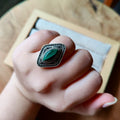 Ring | Sterling zilver & malachiet | maat 18,5 image 0