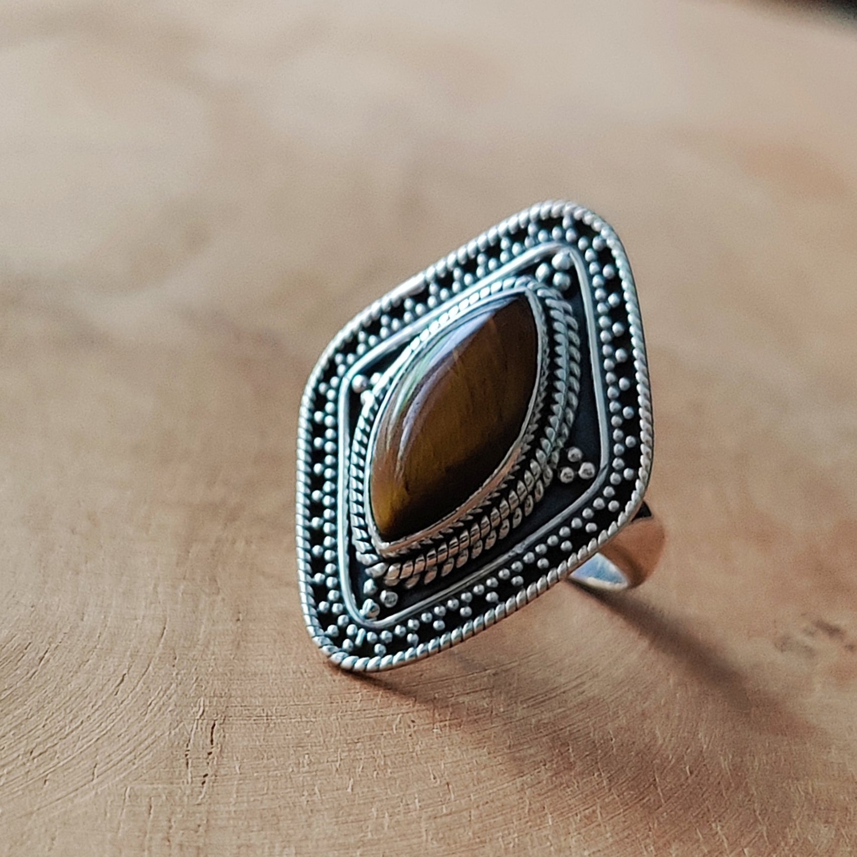 Ring | Sterling zilver & tijgeroog | maat 17,75 image 2