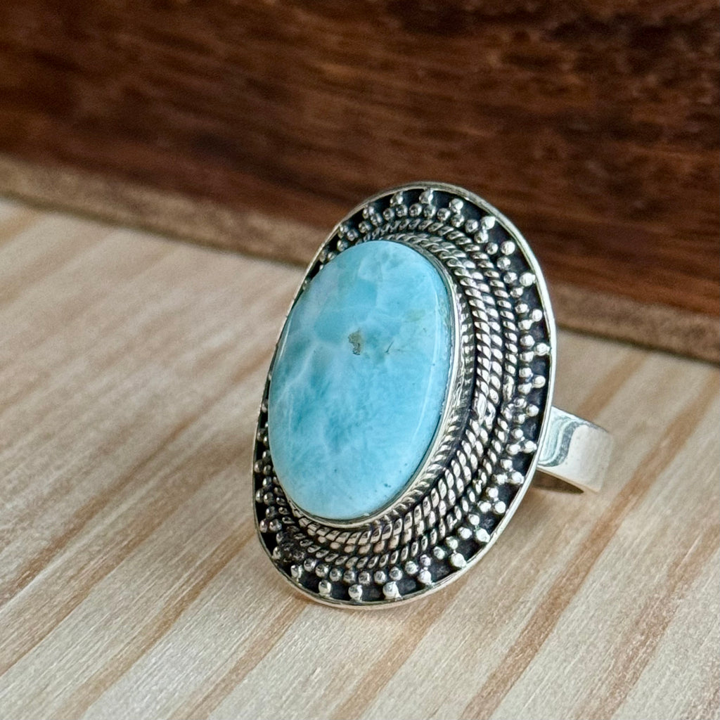 Ring | Sterling zilver & larimar | maat 19,75 image 0