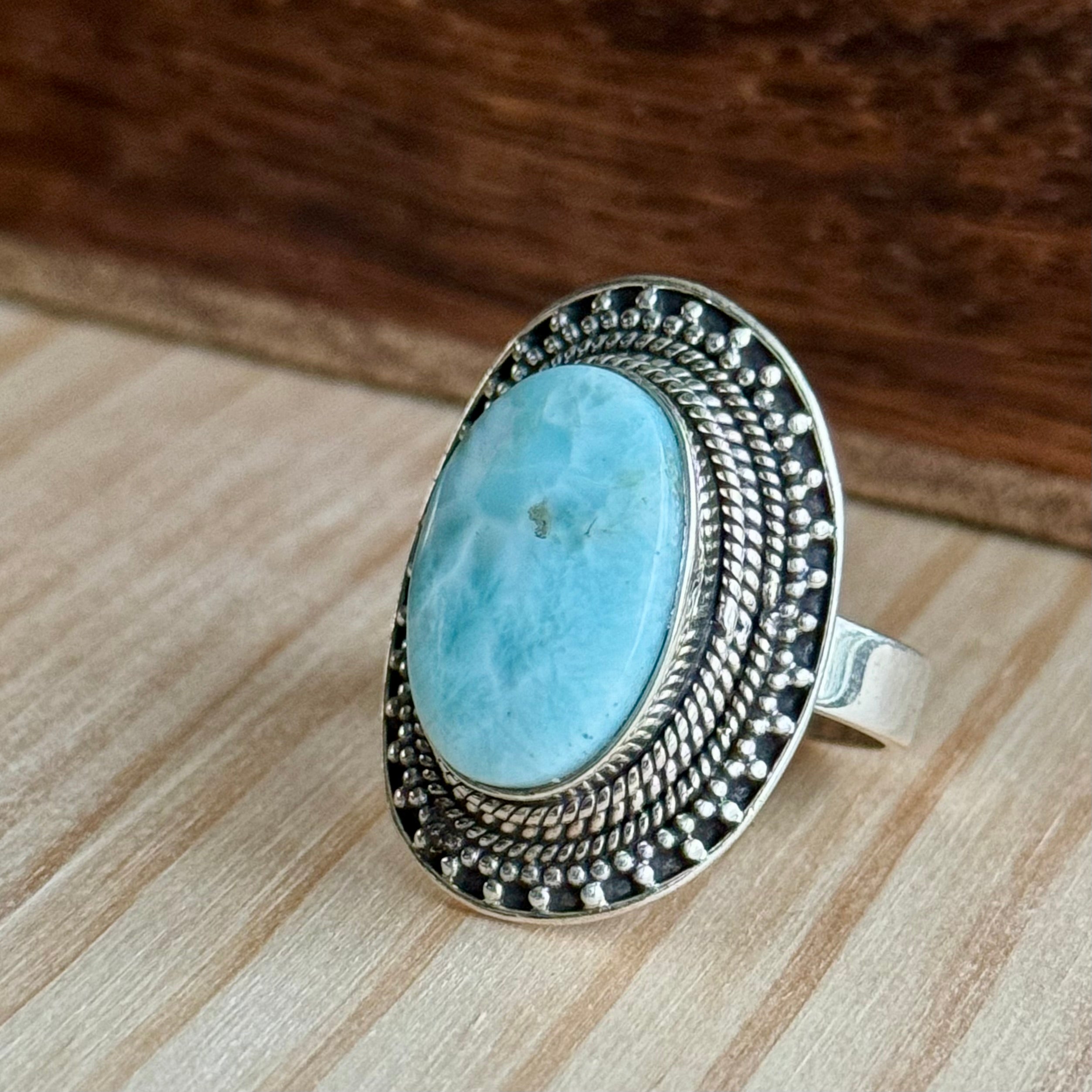 Ring | Sterling zilver & larimar | maat 19,75 image 0