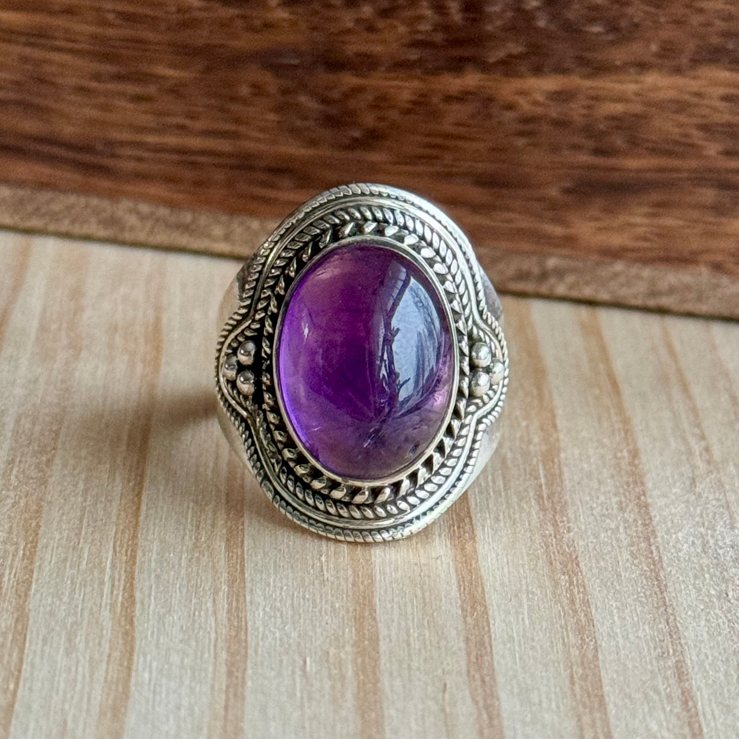 Ring | Sterling zilver & amethist | maat 19,25 image 1