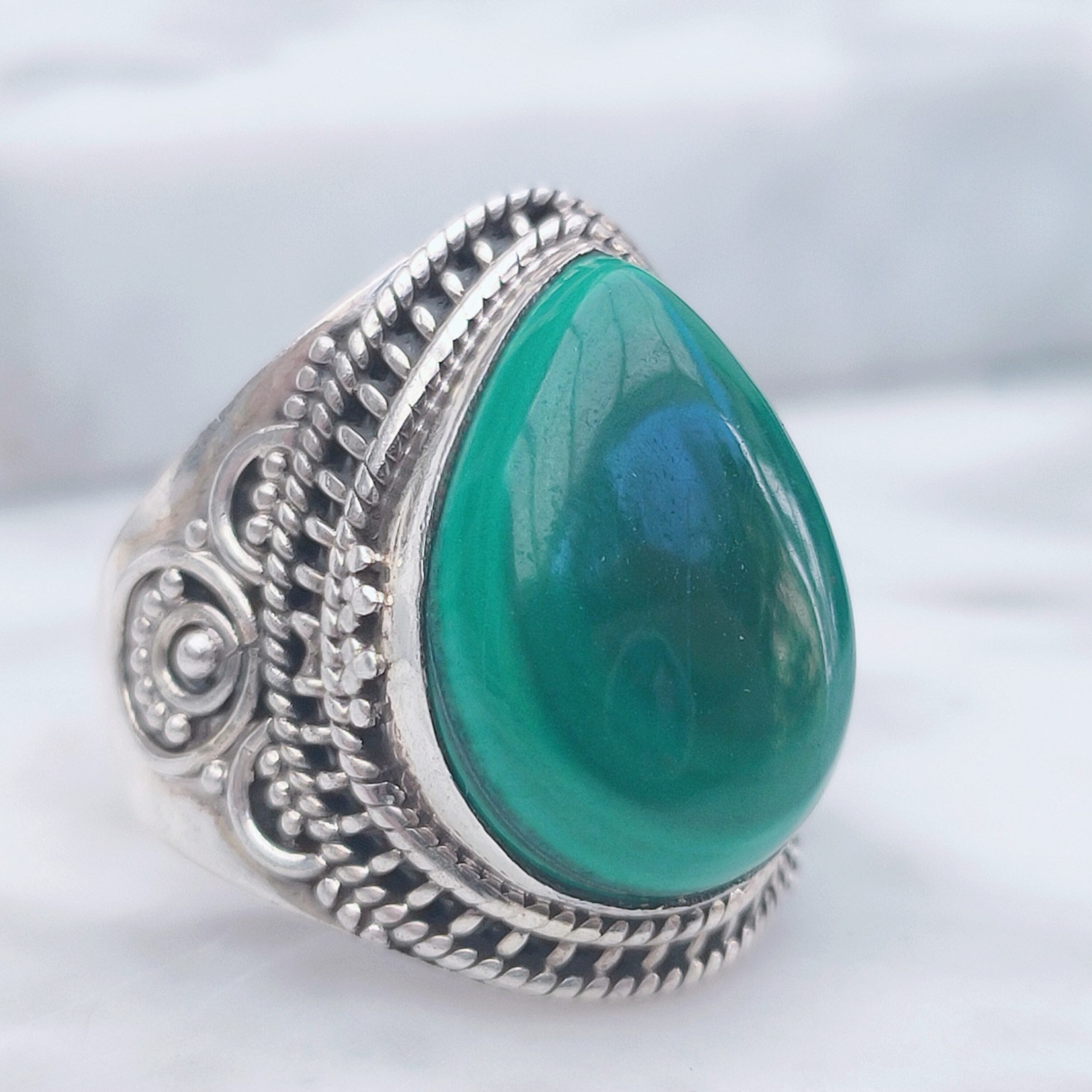 Ring | Sterling zilver & malachiet | maat 17,5 image 0