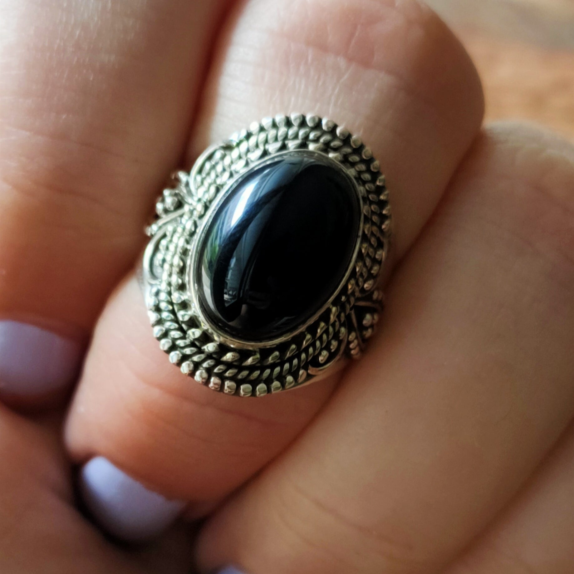 Ring | Sterling zilver & onyx | maat 16,75 image 2