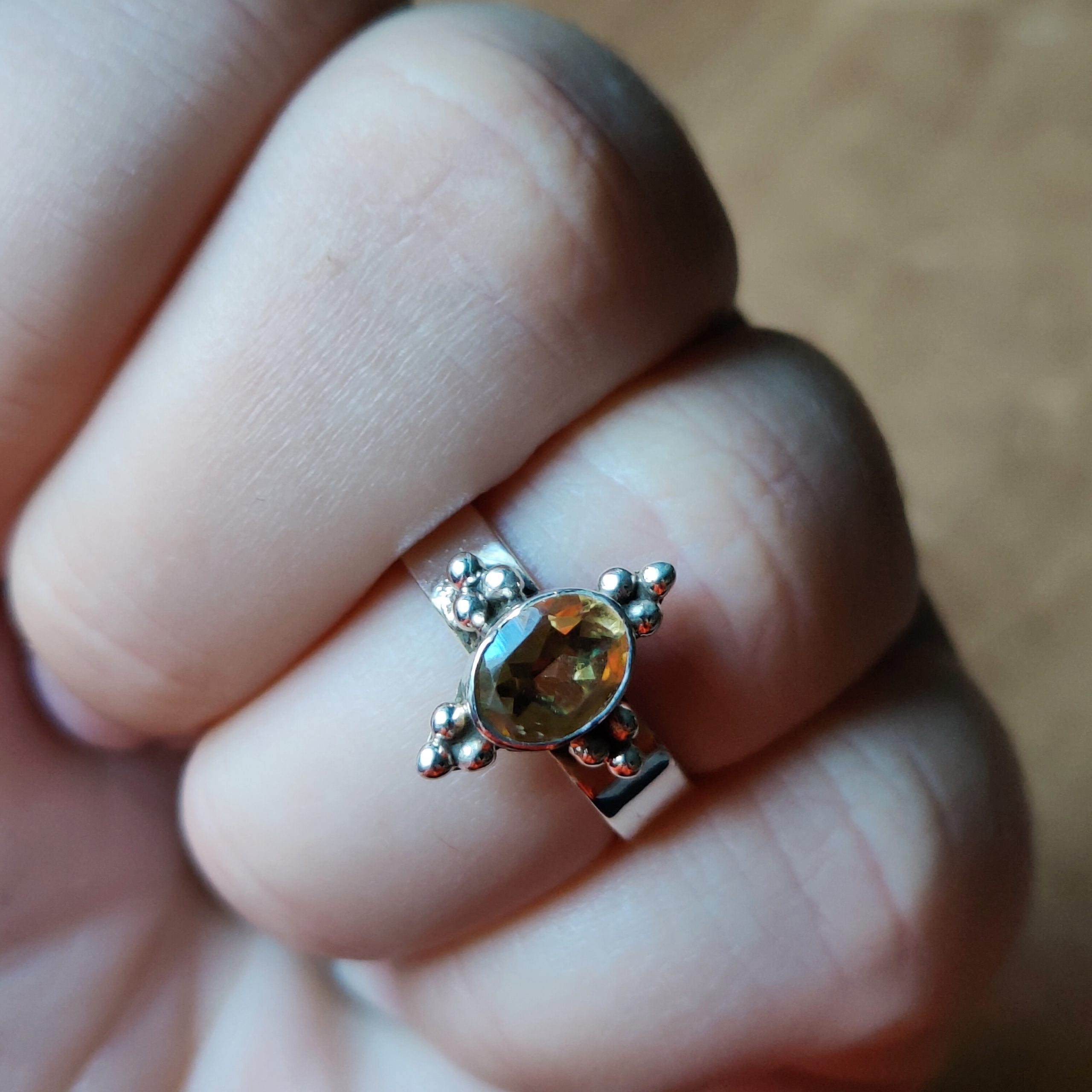 Ring Duniya | Sterling zilver & citrien | maat 18 image 1