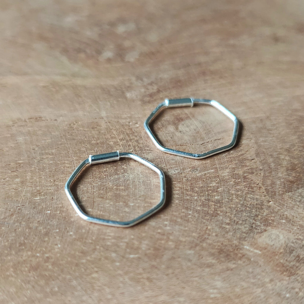 Mini hoops Honeycomb | Sterling zilver image 1