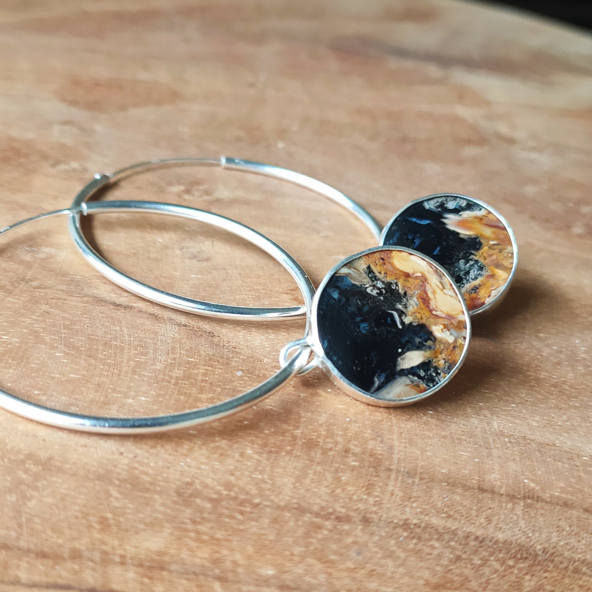 Hoops | Sterling zilver & palm root agate | BY AIS image 1