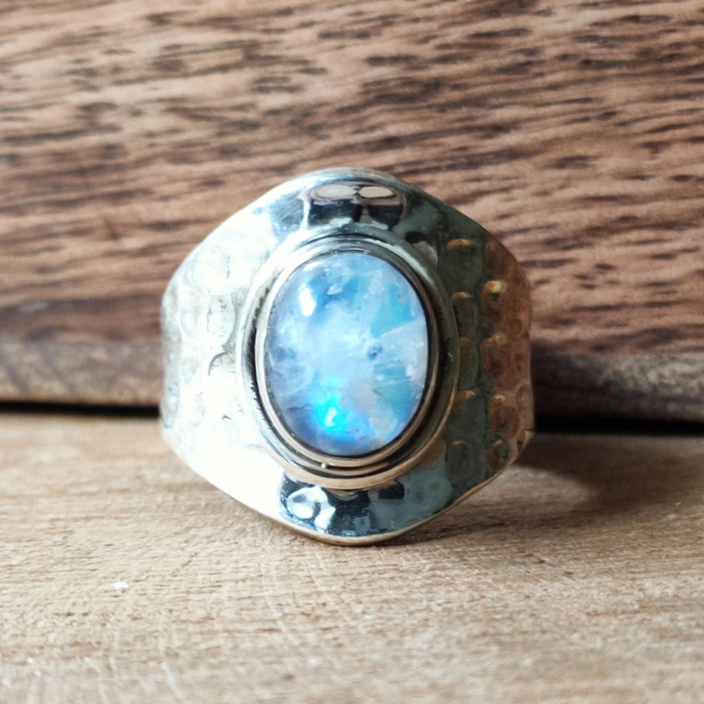 Ring Bundi | Sterling zilver & maansteen | verstelbaar image 0