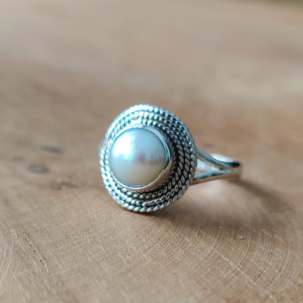 Ring | Sterling zilver & parel | maat 17 image 1