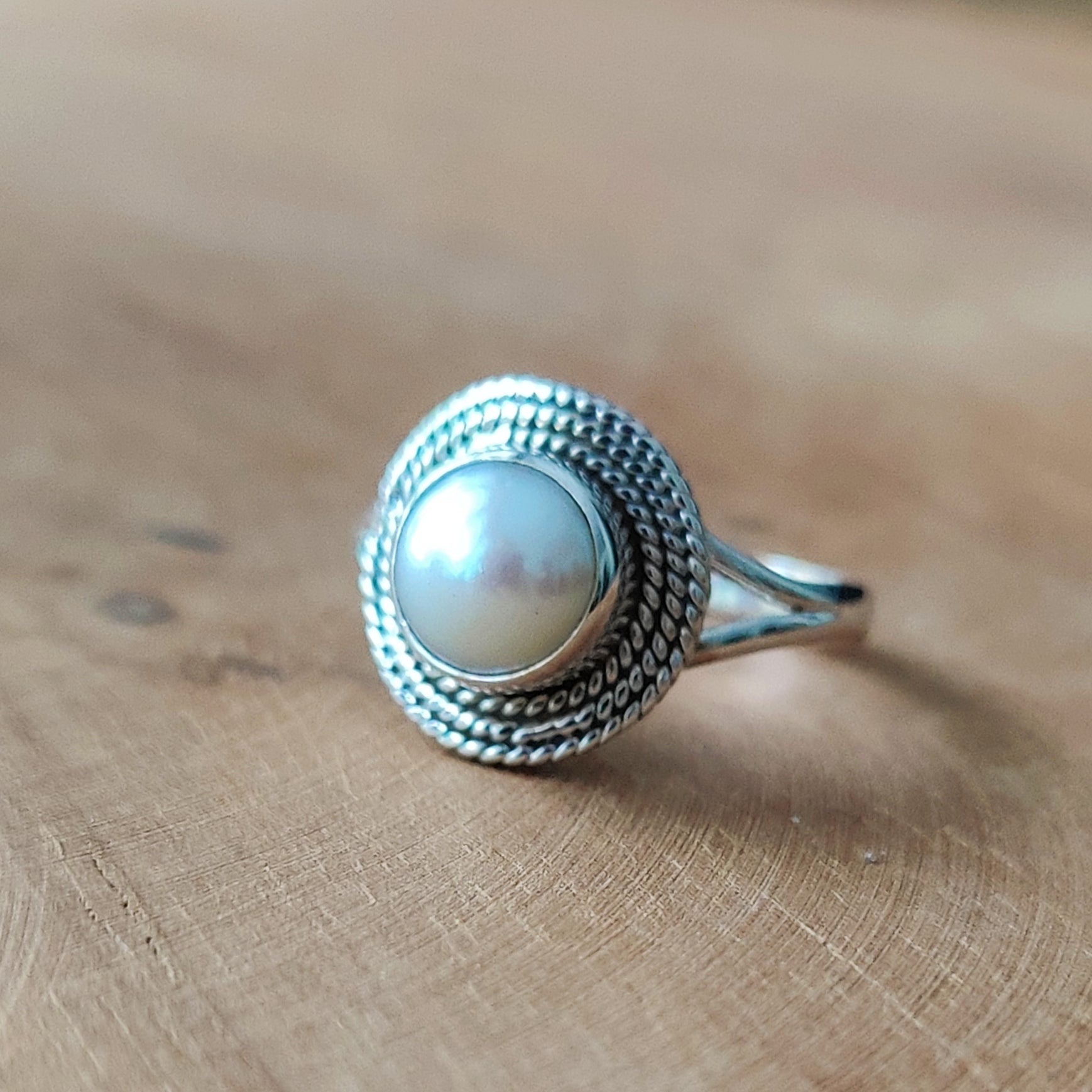 Ring | Sterling zilver & parel | maat 17 image 1
