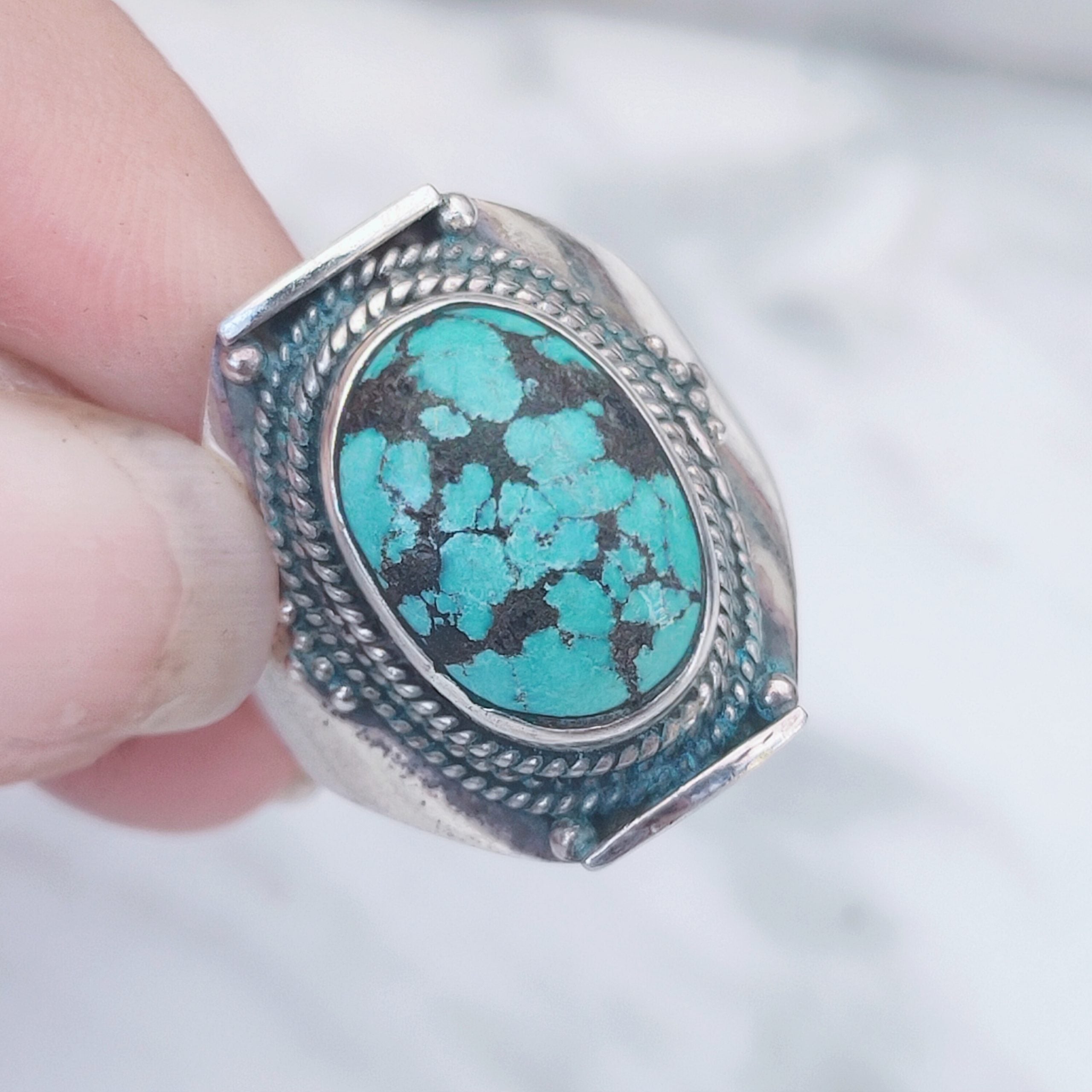 Ring | Sterling zilver & turkoois | maat 18,25 image 1