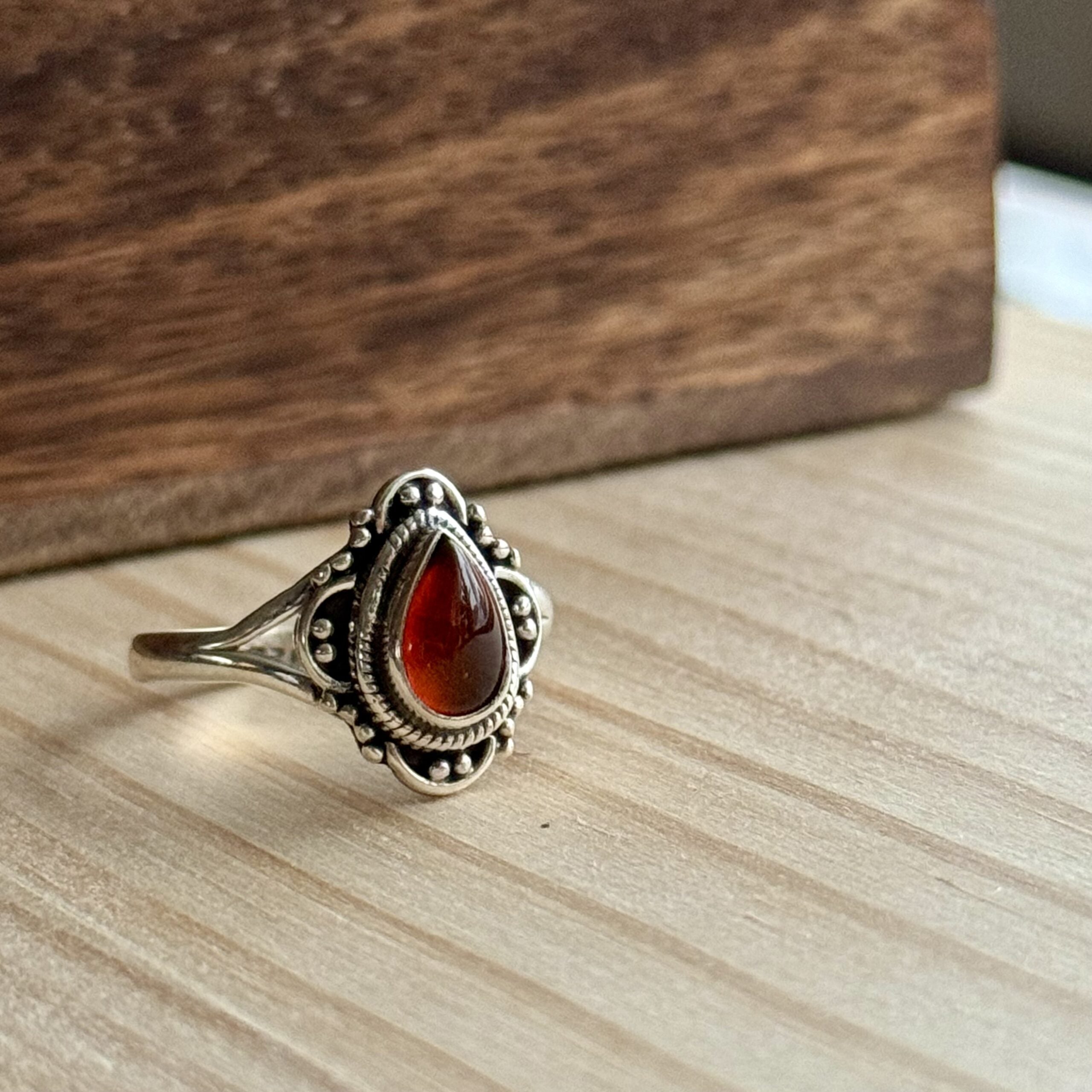 Ring | Sterling zilver & amber | maat 18 image 1