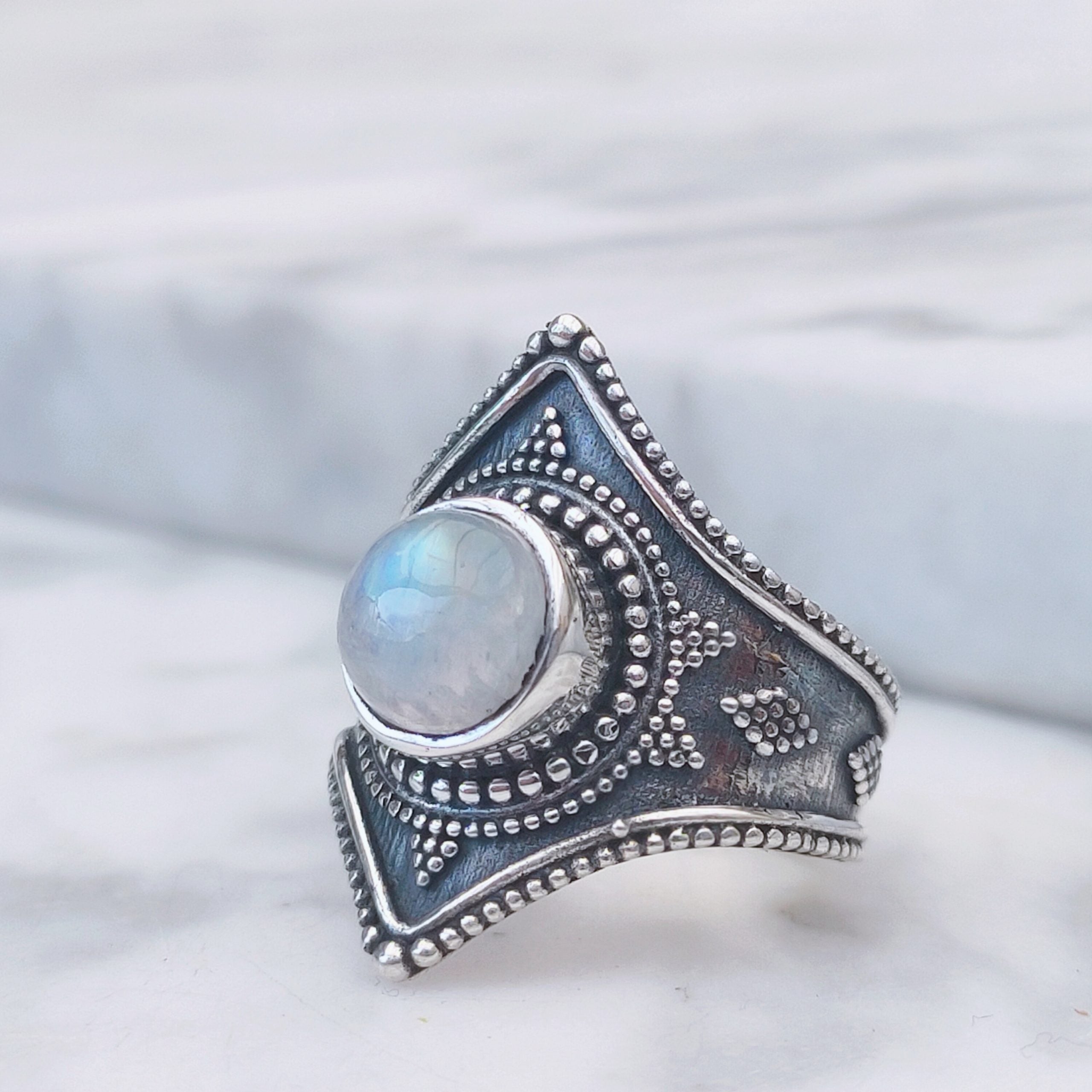Ring Gajner | Sterling zilver & maansteen | maat 17,5 image 3