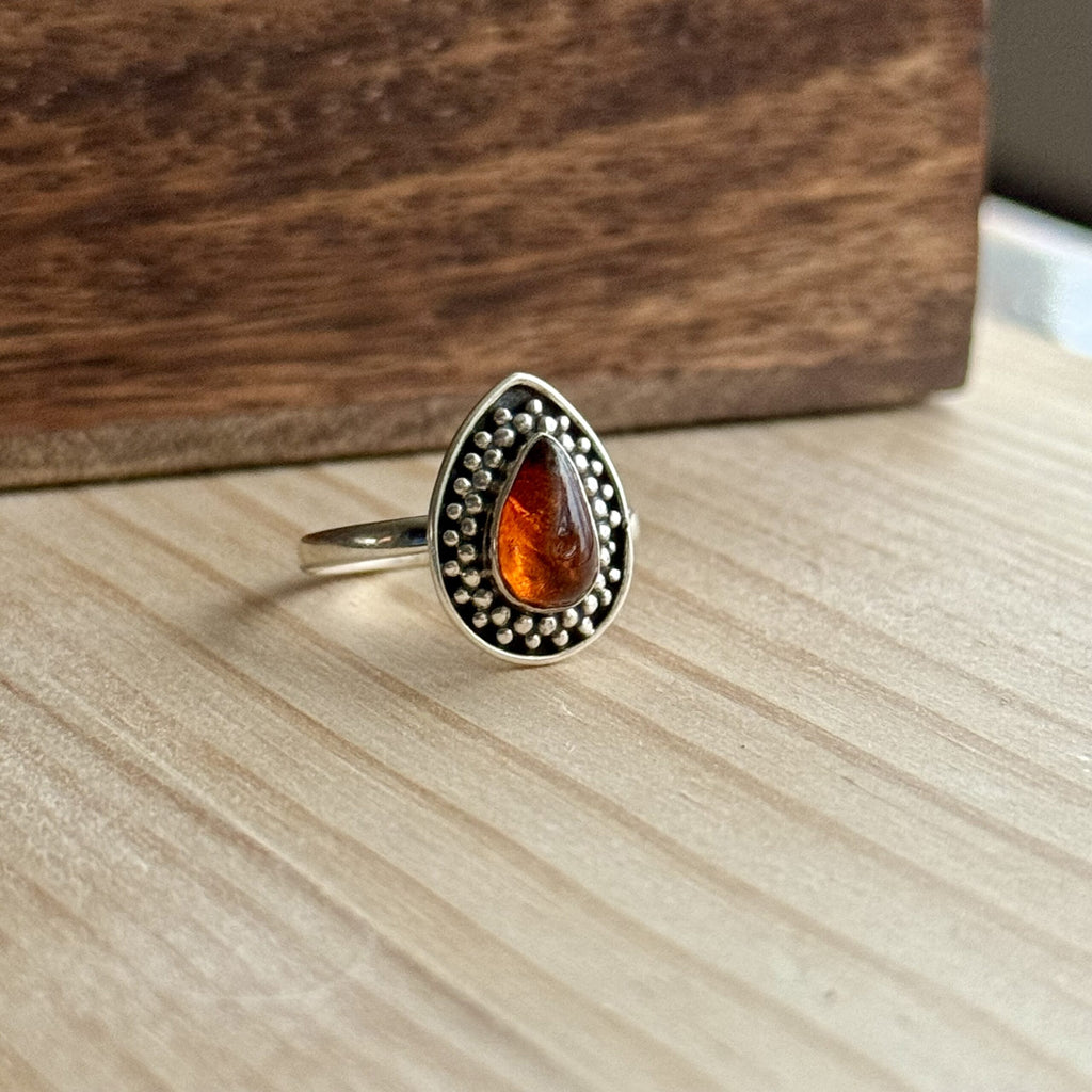 Ring | Sterling zilver & amber | maat 17,75 image 0