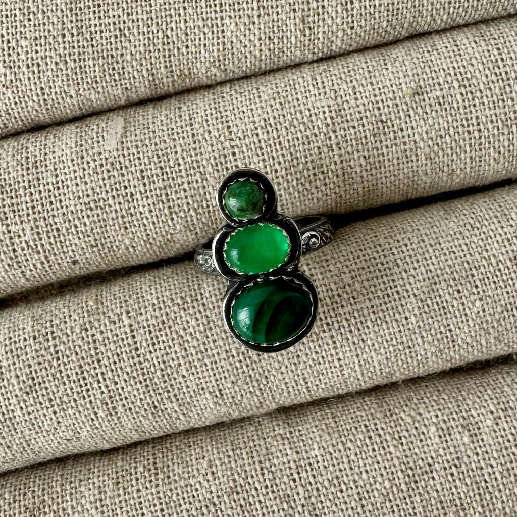 Ring Stacked greens | Sterling zilver & edelstenen | maat 16,75 | BY AIS image 1