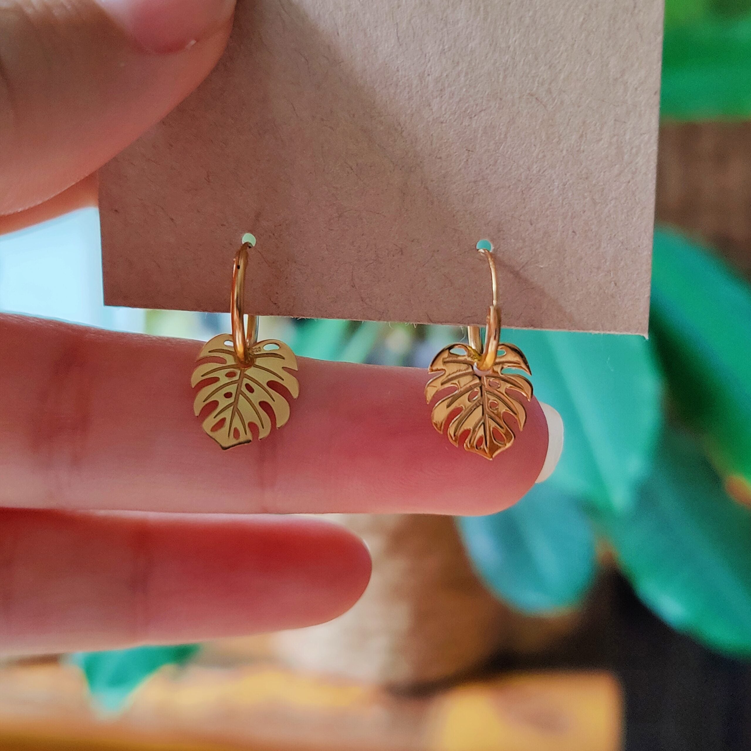 Hoops Monstera | 14K verguld sterling zilver image 1