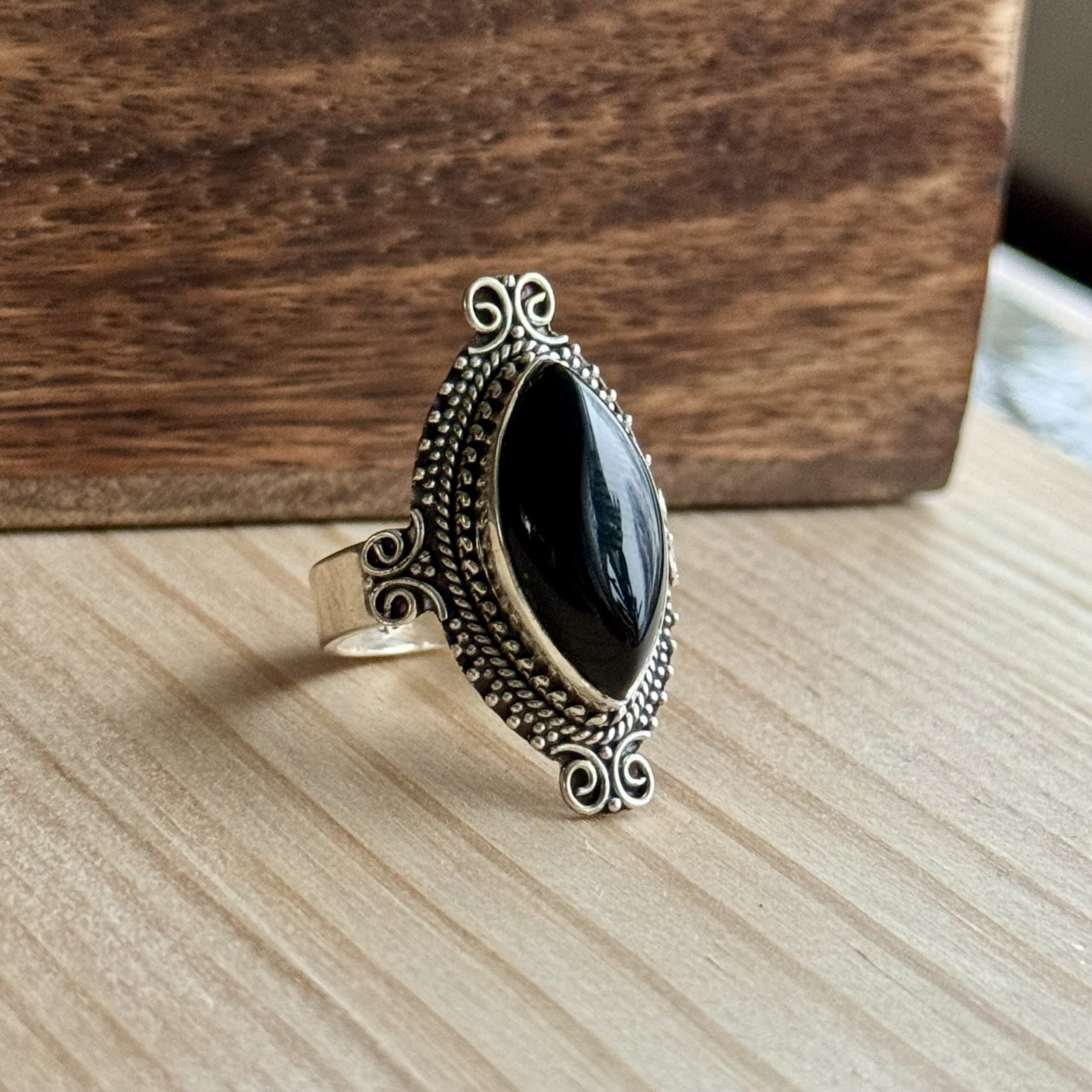 Ring | Sterling zilver & onyx | maat 18,5 image 1