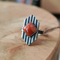 Ring | Sterling zilver & carneool | maat 17,75 | BY AIS image 0