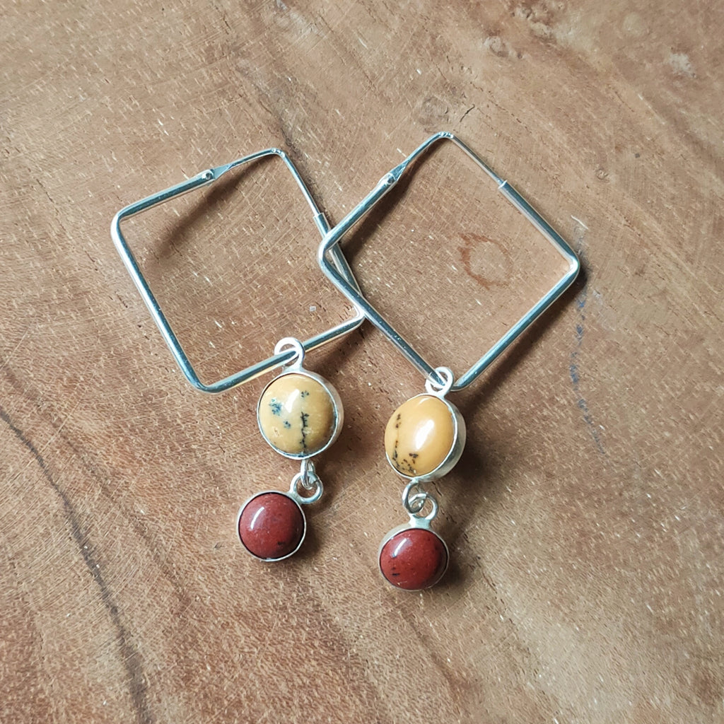 Hoops | Sterling zilver & dendriet opaal & rode jasper | BY AIS image 4