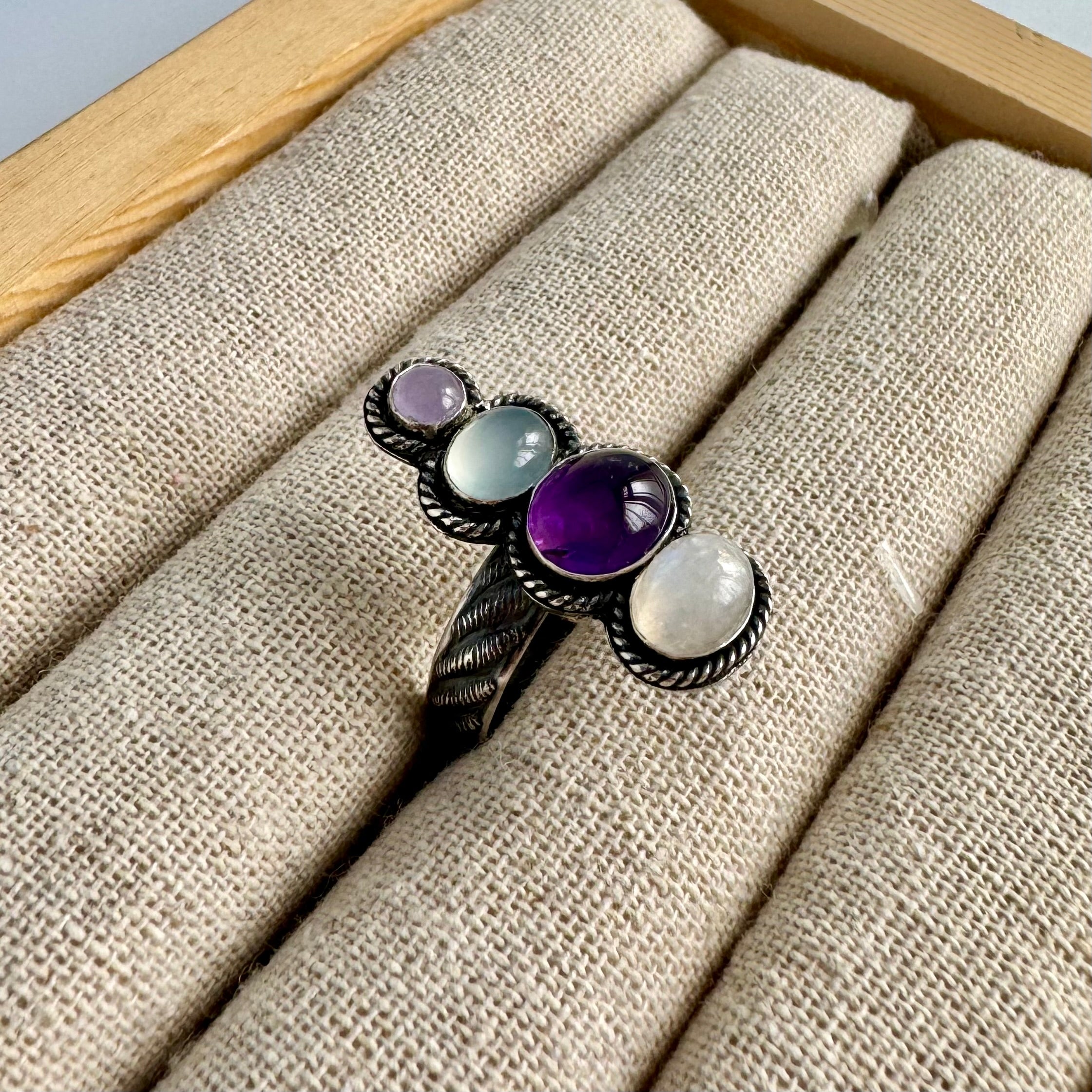 Ring Stacked purple | Sterling zilver & edelstenen | maat 18,5 | BY AIS image 2