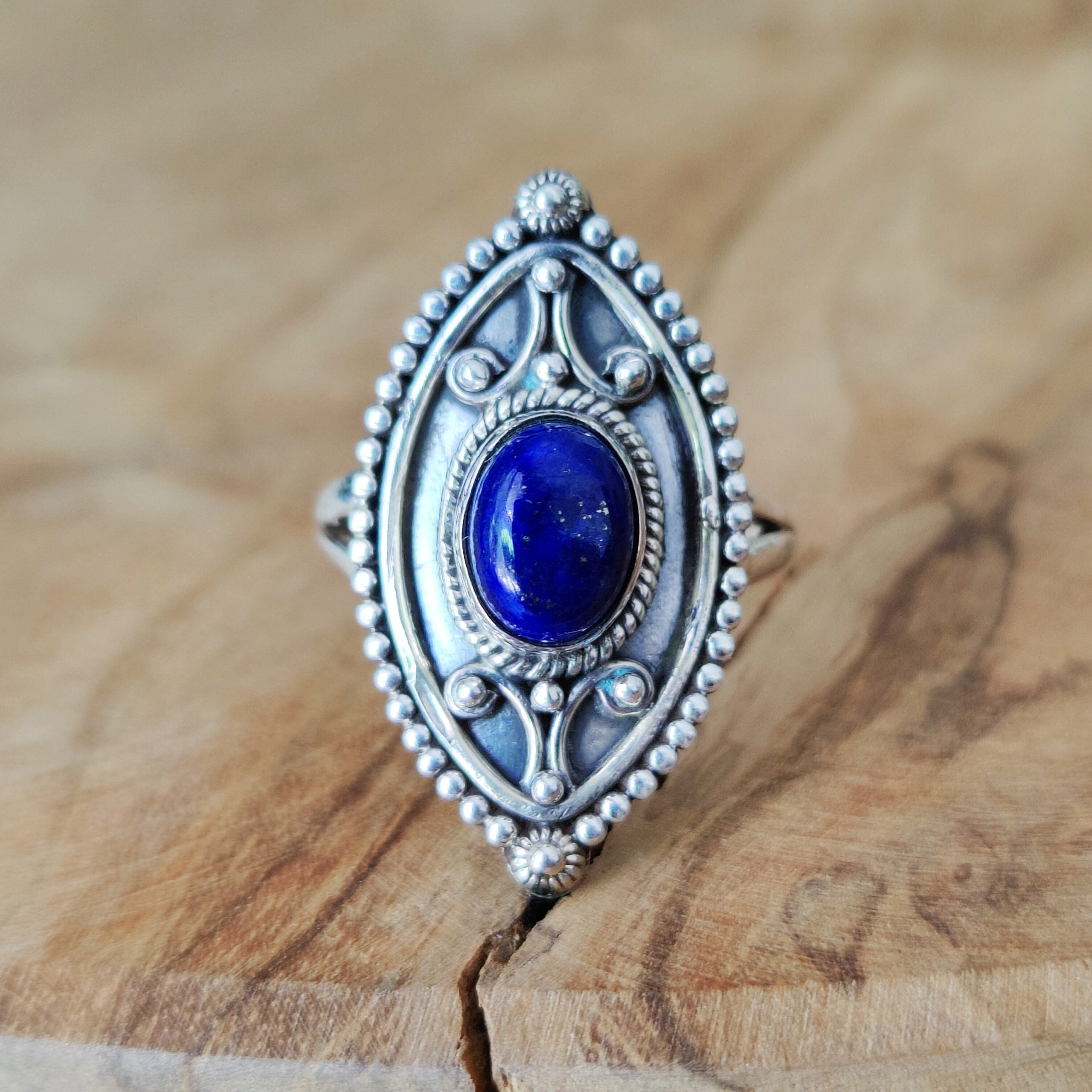 Ring | Sterling zilver & lapis lazuli | maat 18 image 0