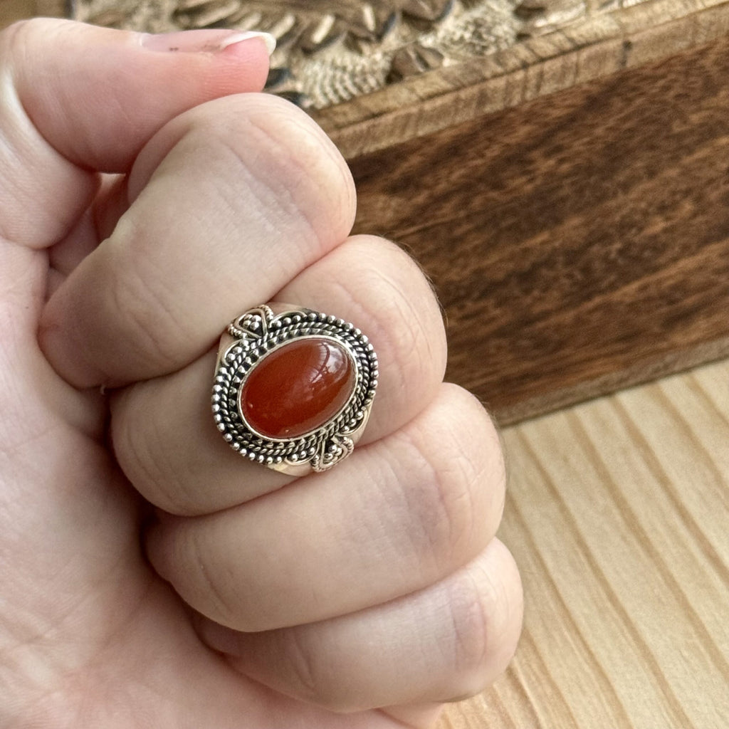 Ring | Sterling zilver & carneool | maat 19 image 4