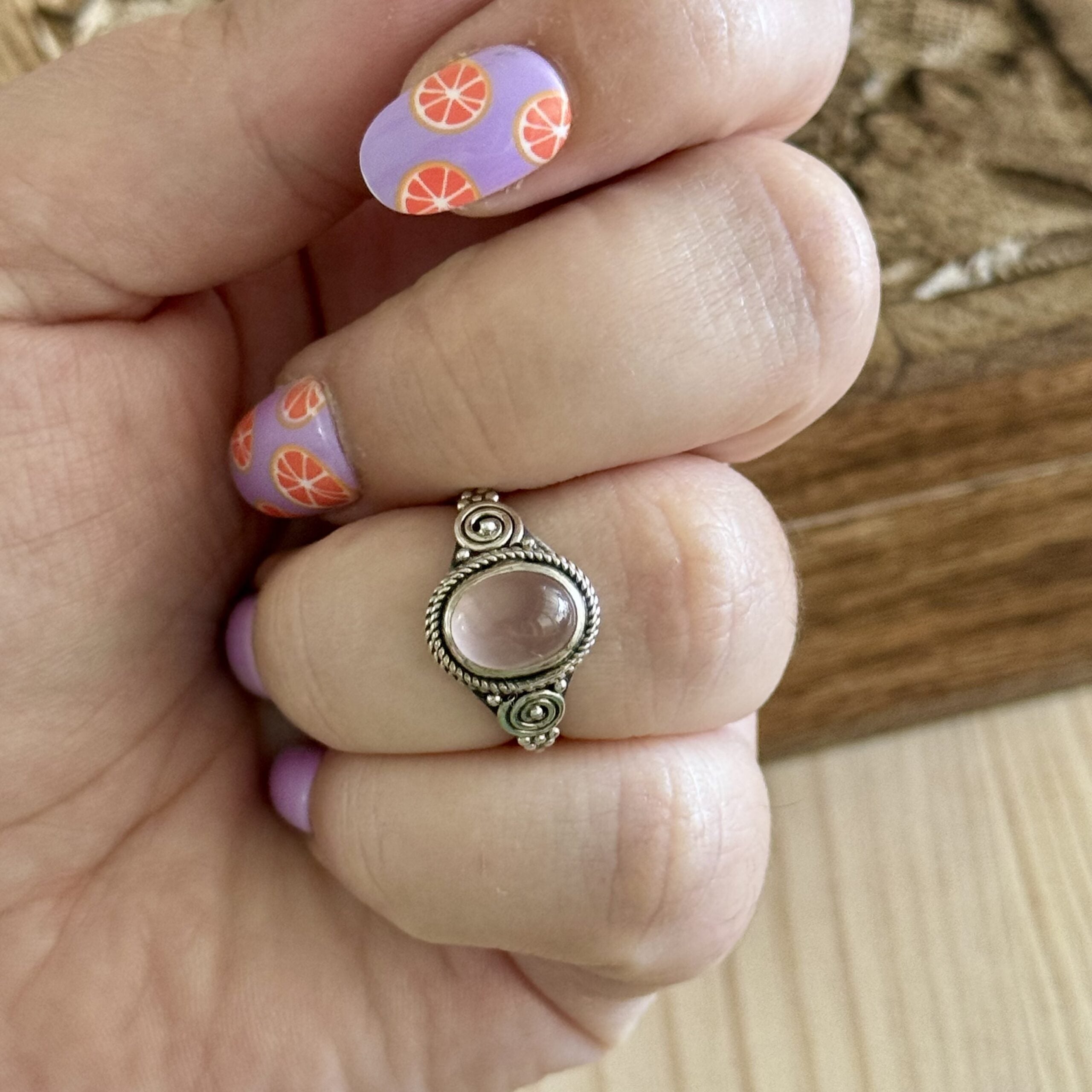Ring | Sterling zilver & rozenkwarts | maat 18 image 2