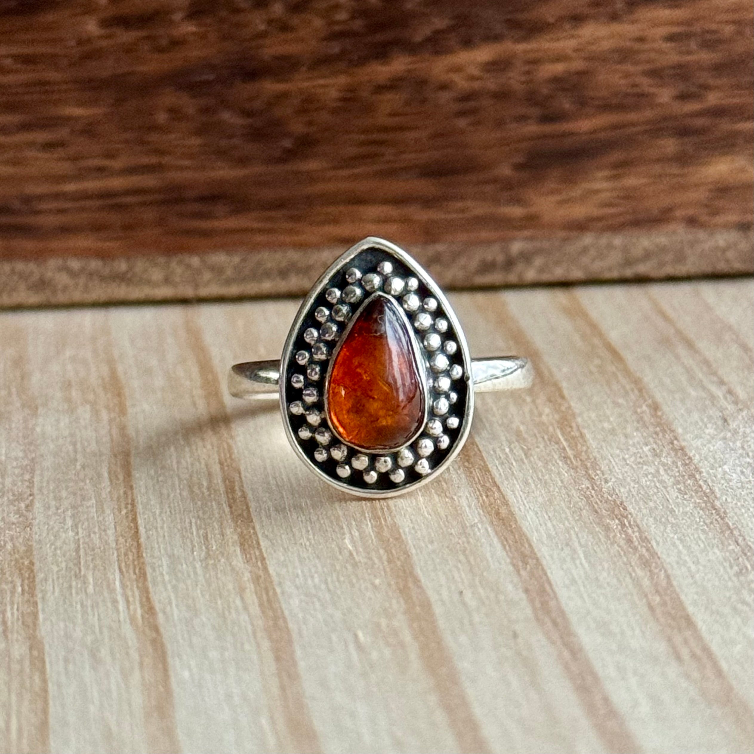Ring | Sterling zilver & amber | maat 17,75 image 1