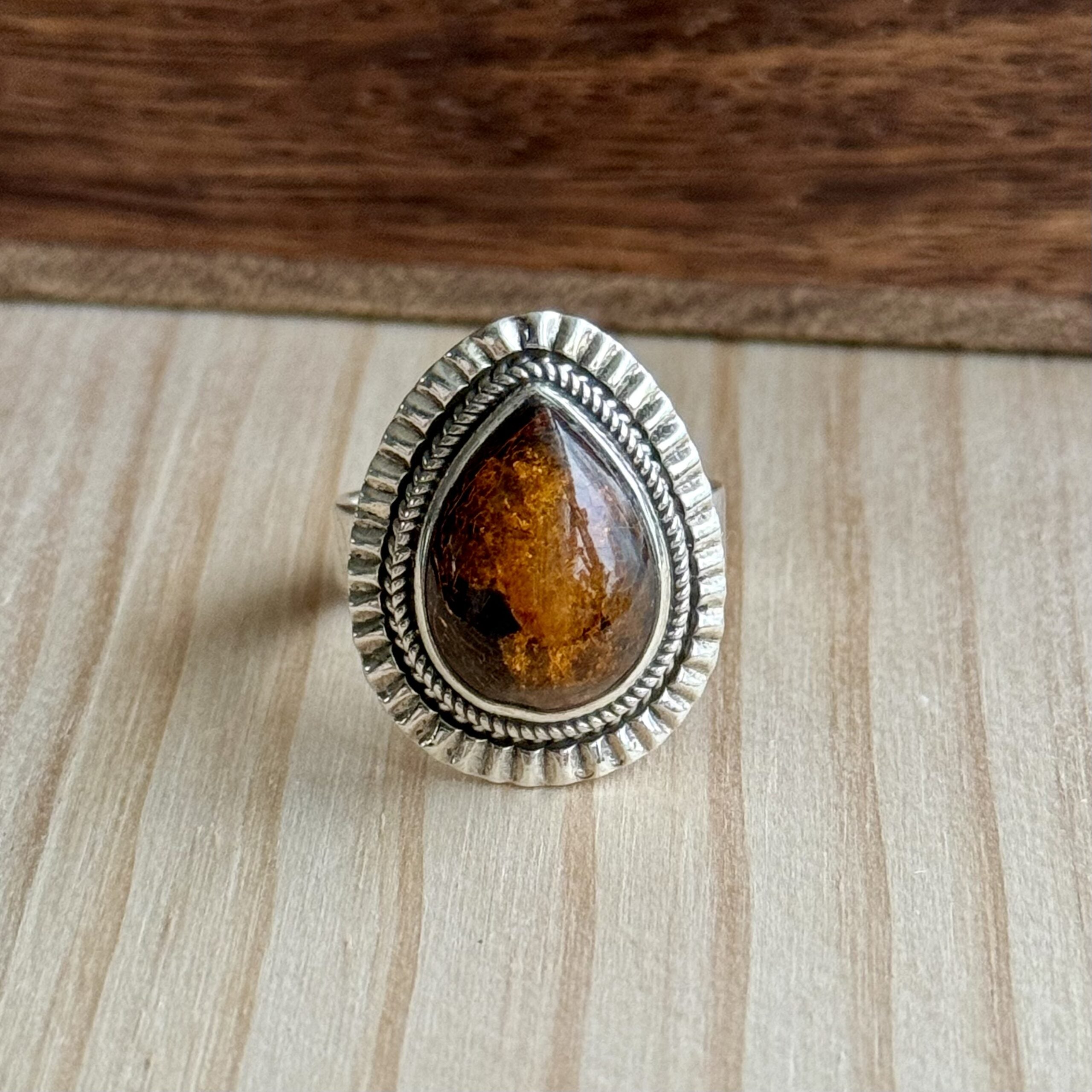 Ring | Sterling zilver & amber | maat 18 image 0