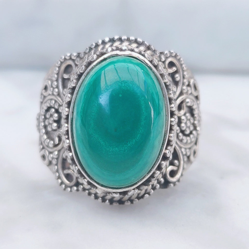 Ring | Sterling zilver & malachiet | maat 18,25 image 3