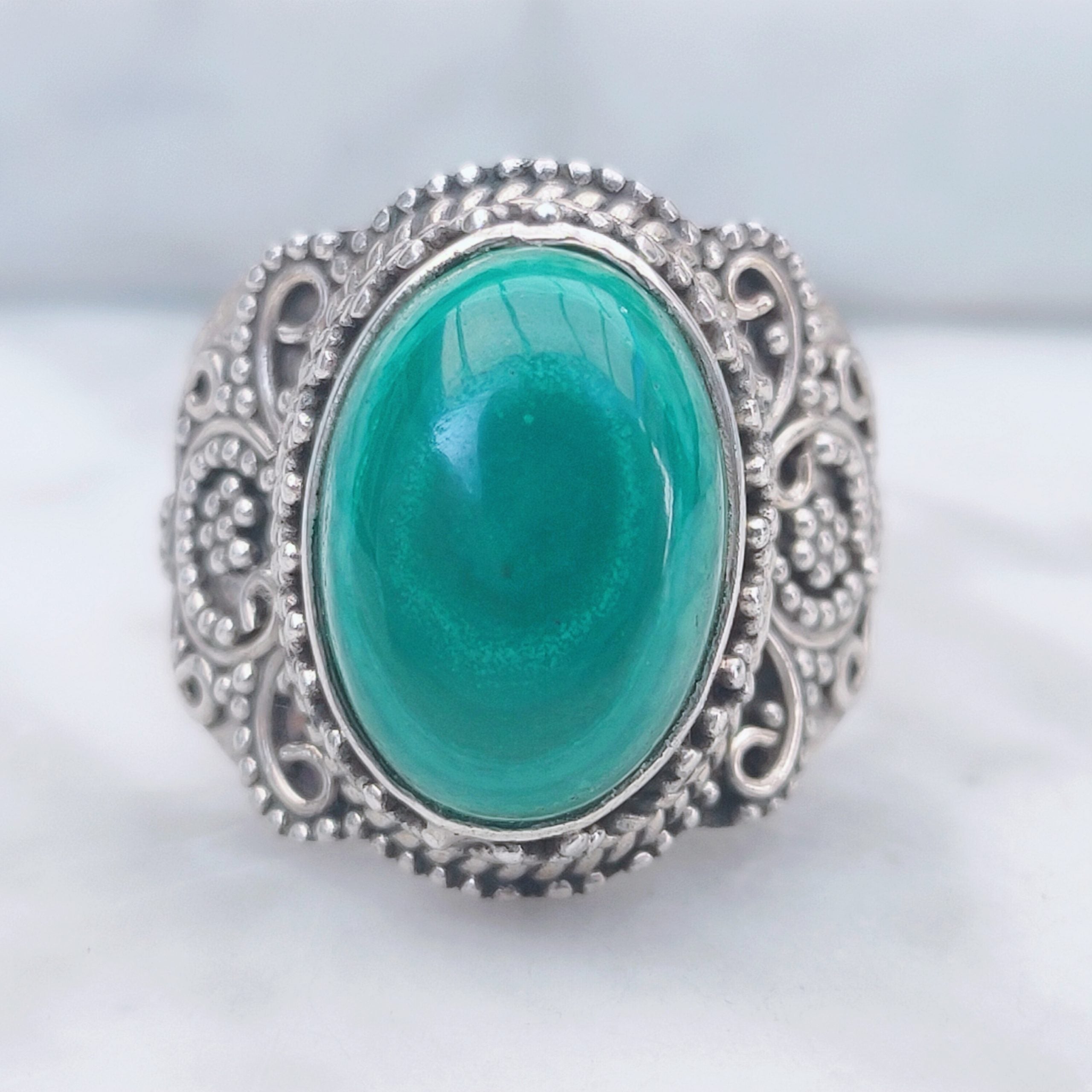 Ring | Sterling zilver & malachiet | maat 18,25 image 3